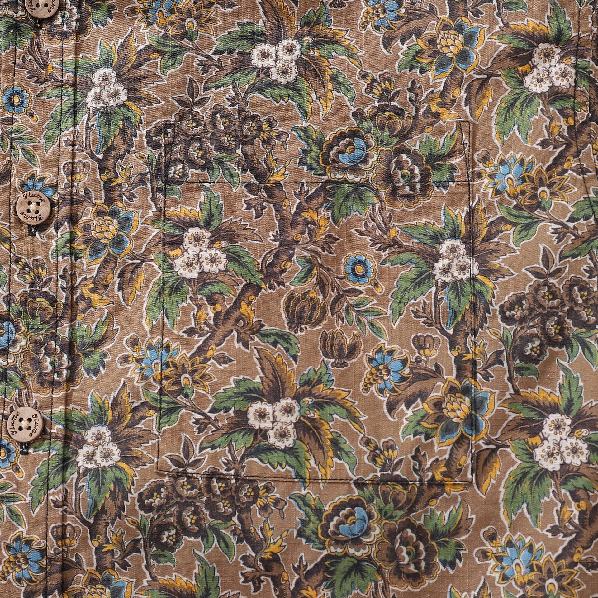 Autumn Colors Print Cotton Short Sleeve Hawaiian Button-Down Shirt