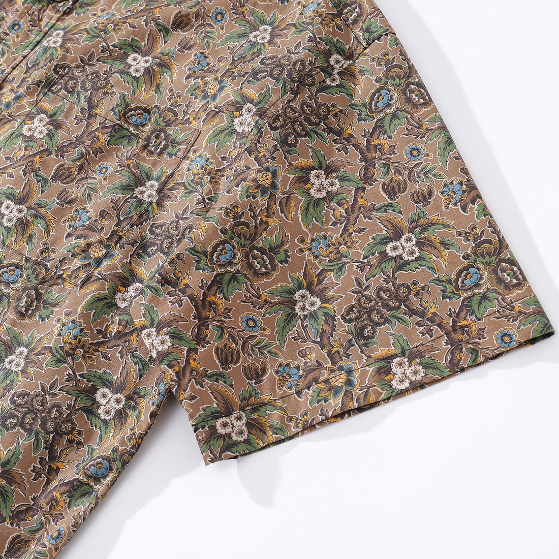 Autumn Colors Print Cotton Short Sleeve Hawaiian Button-Down Shirt
