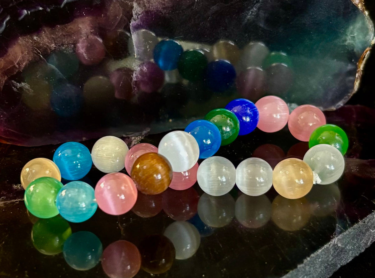 Prism Light: Multicolor Cat Eye Stretch Bracelet (10mm)