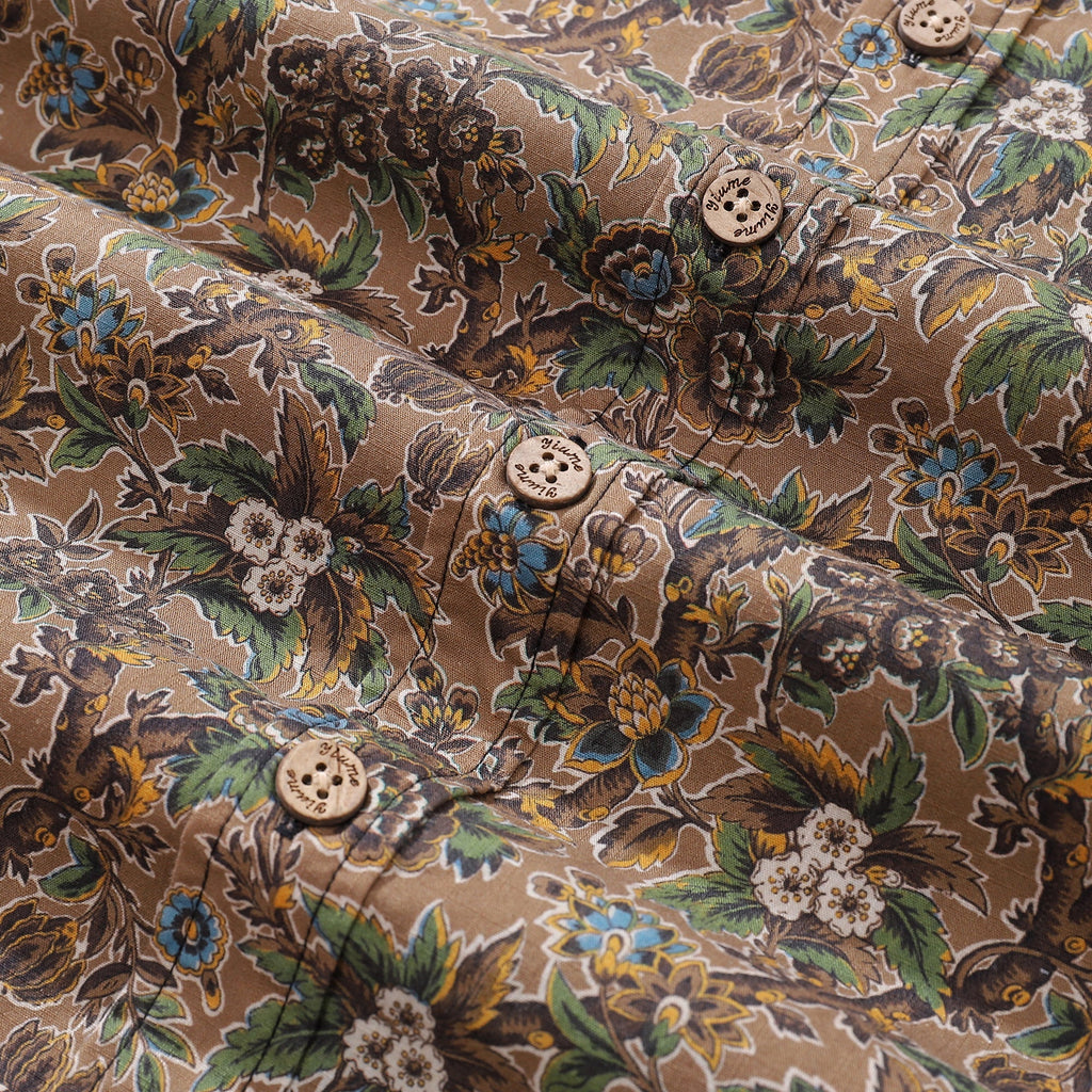 Autumn Colors Print Cotton Short Sleeve Hawaiian Button-Down Shirt