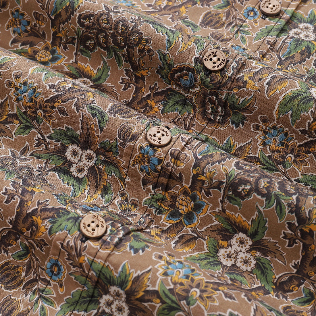Autumn Colors Print Cotton Short Sleeve Hawaiian Button-Down Shirt
