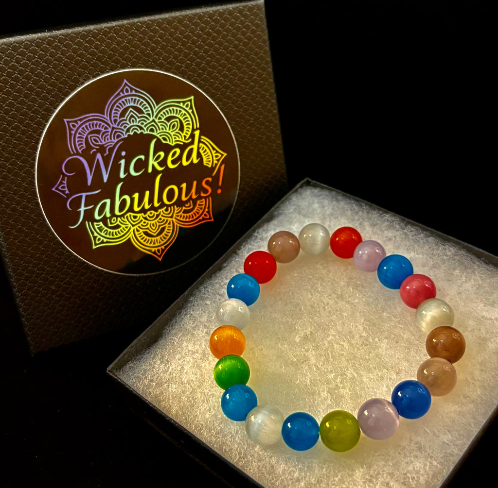 Prism Light: Multicolor Cat Eye Stretch Bracelet (10mm)