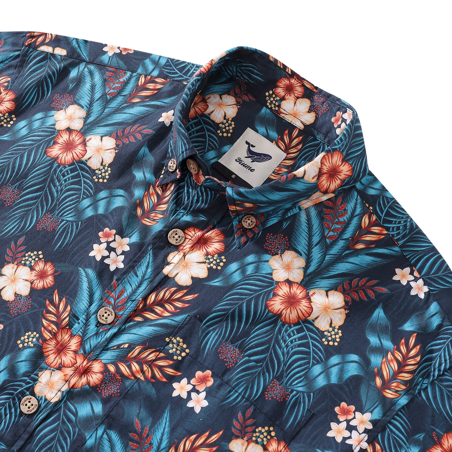 Men's Tropical Night Print Cotton Hawaiian Shirt Short Sleeve