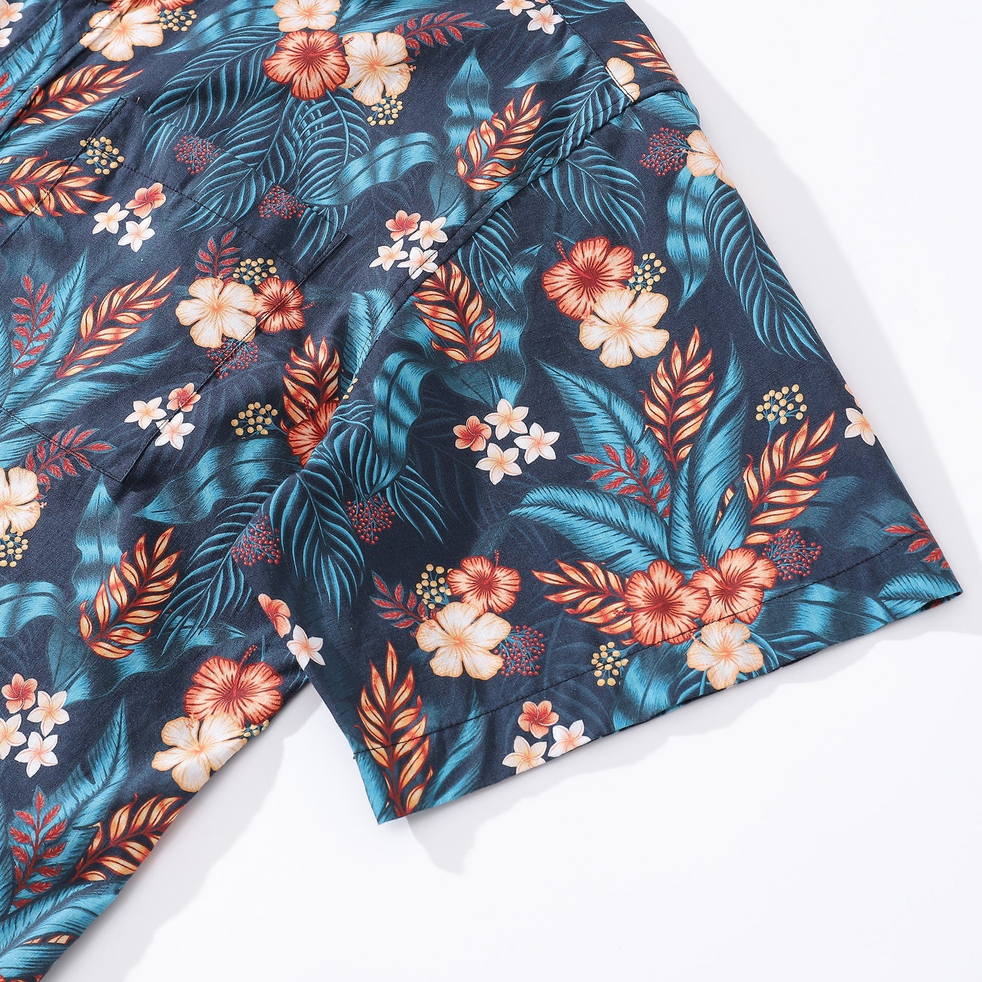 Men's Tropical Night Print Cotton Hawaiian Shirt Short Sleeve