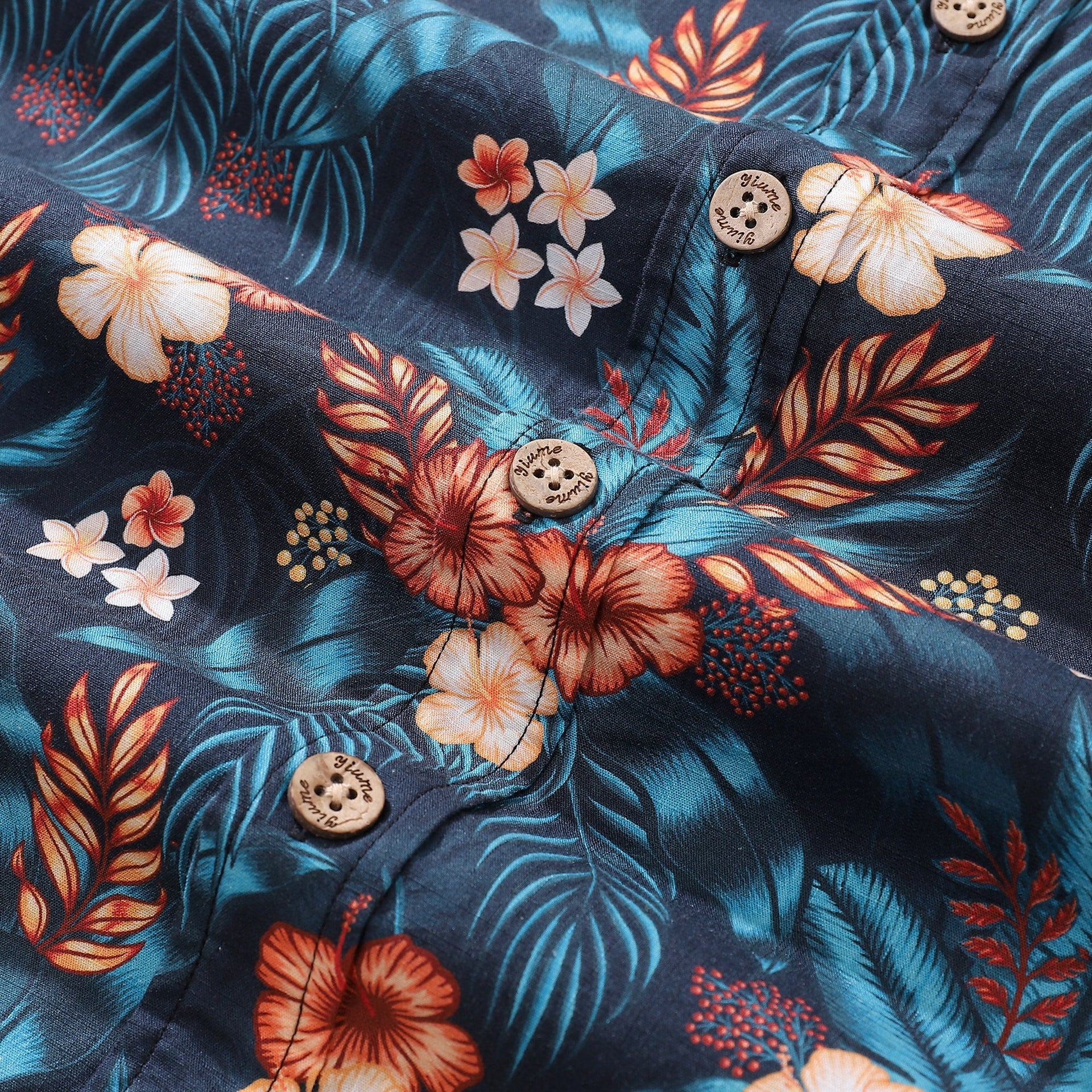Men's Tropical Night Print Cotton Hawaiian Shirt Short Sleeve