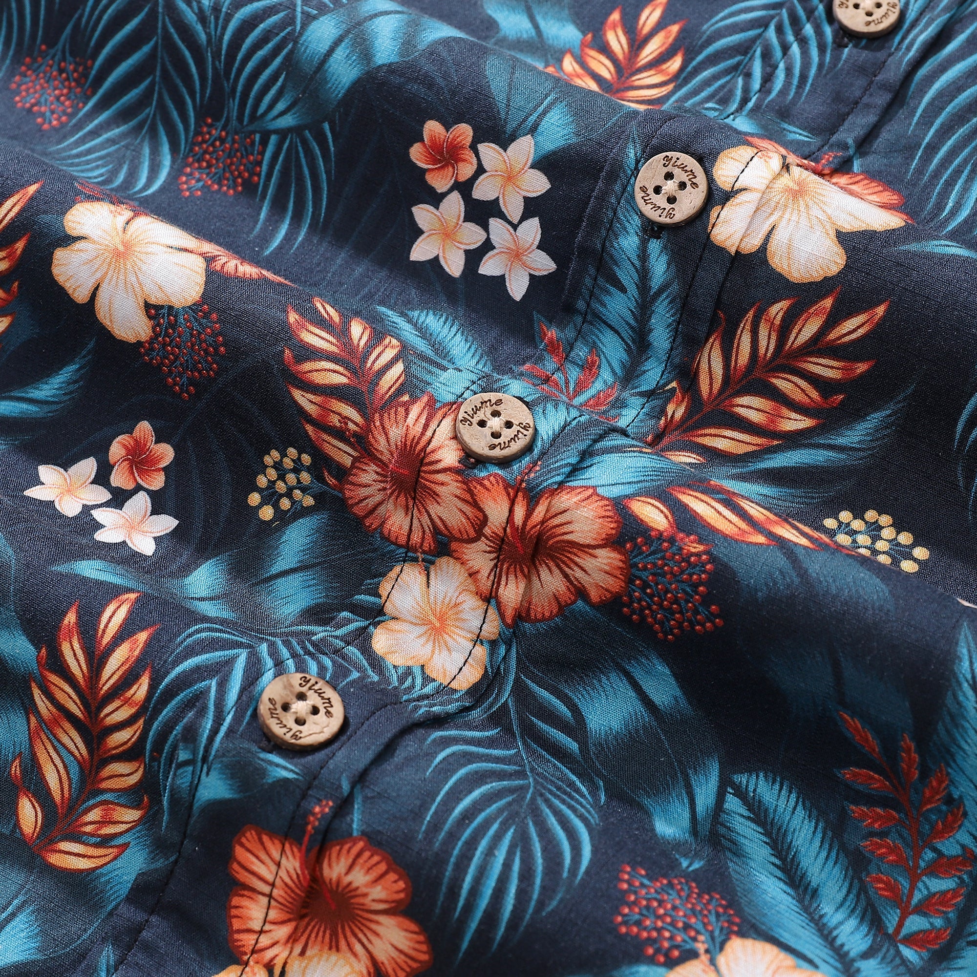 Men's Tropical Night Print Cotton Hawaiian Shirt Short Sleeve