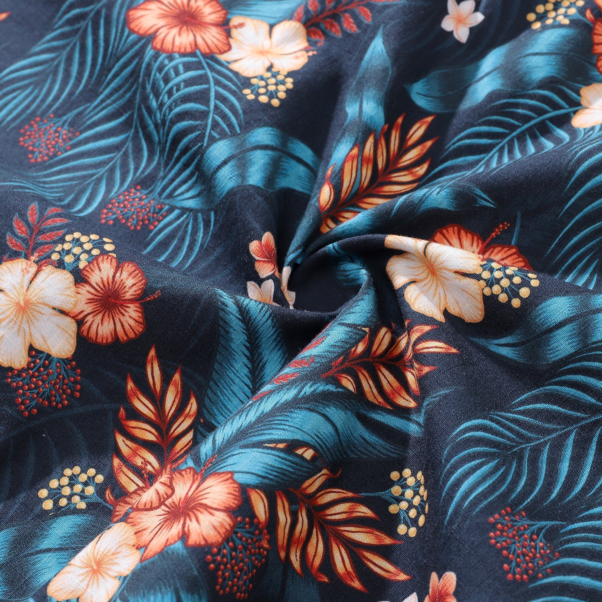 Men's Tropical Night Print Cotton Hawaiian Shirt Short Sleeve