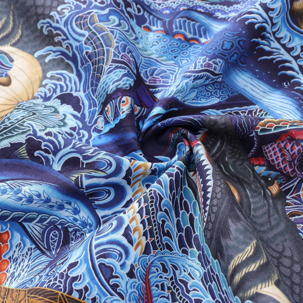 Men's Oceanic Pursuit Cotton Button-down Hawaiian Shirt