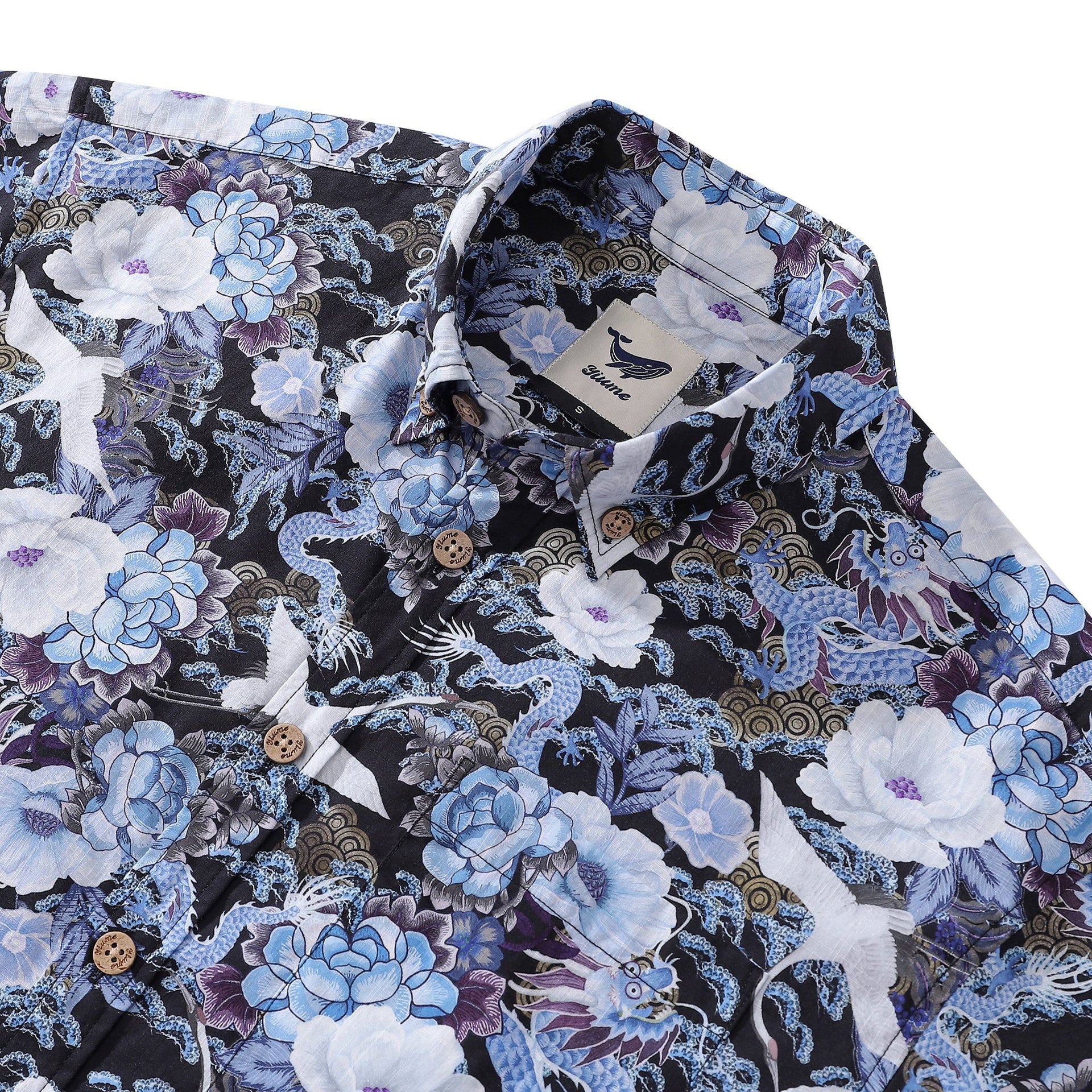 Mystic Serenity Floral Print Cotton Short Sleeve Hawaiian Shirt