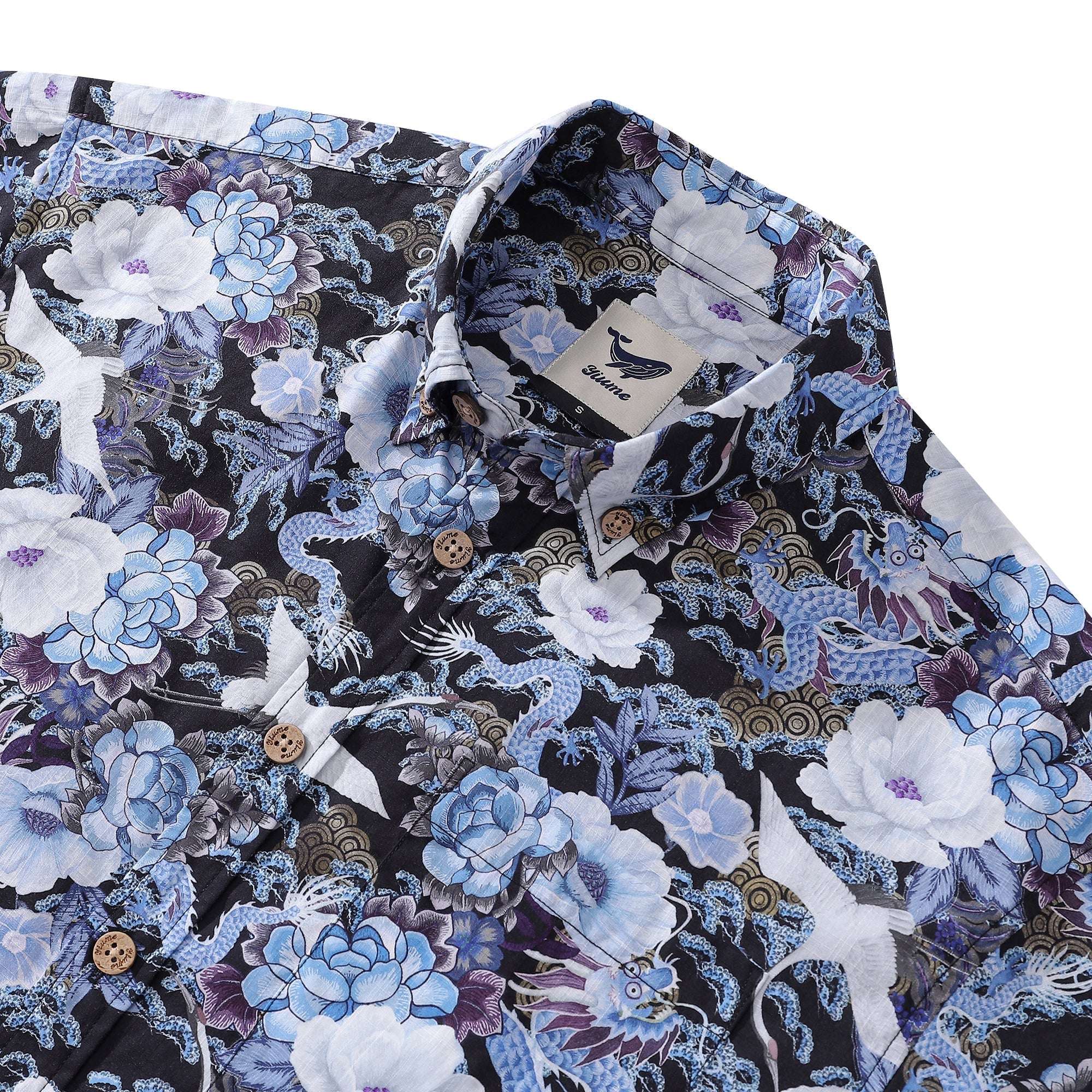 Mystic Serenity Floral Print Cotton Short Sleeve Hawaiian Shirt
