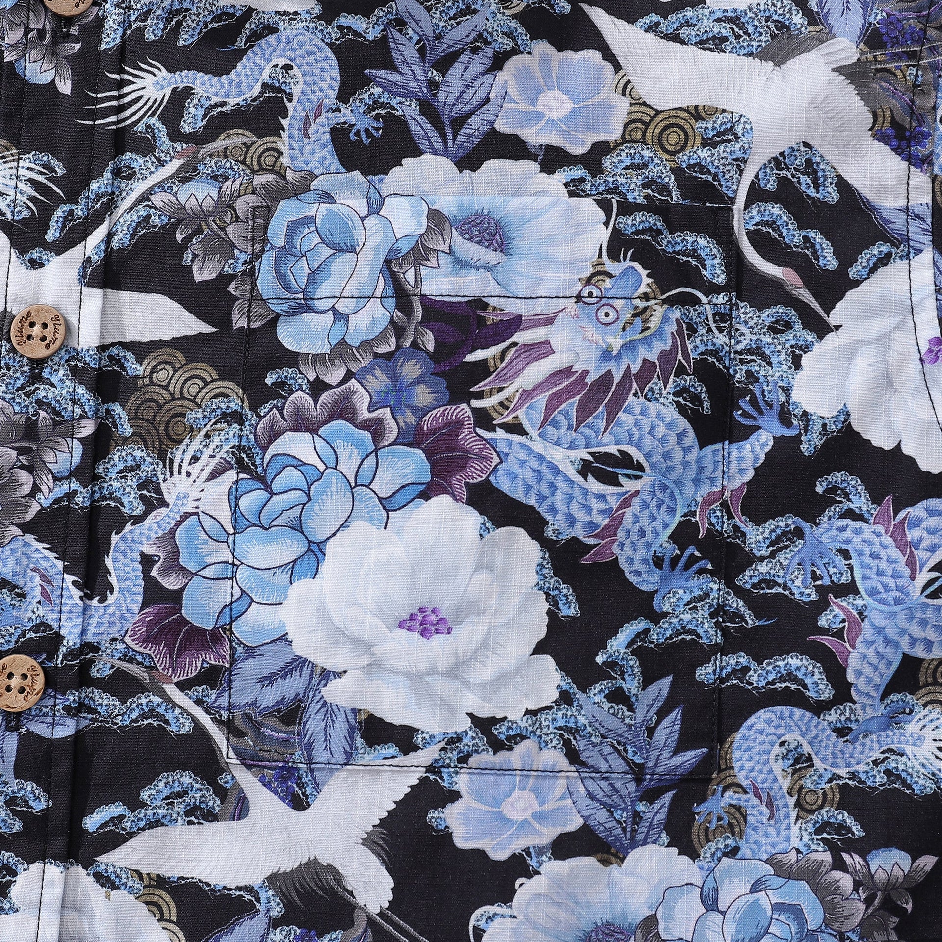 Mystic Serenity Floral Print Cotton Short Sleeve Hawaiian Shirt