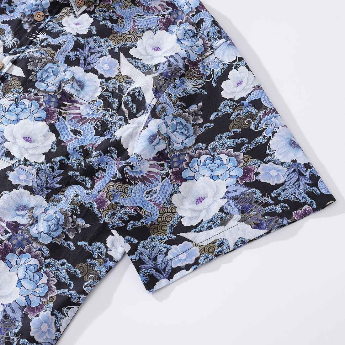 Mystic Serenity Floral Print Cotton Short Sleeve Hawaiian Shirt