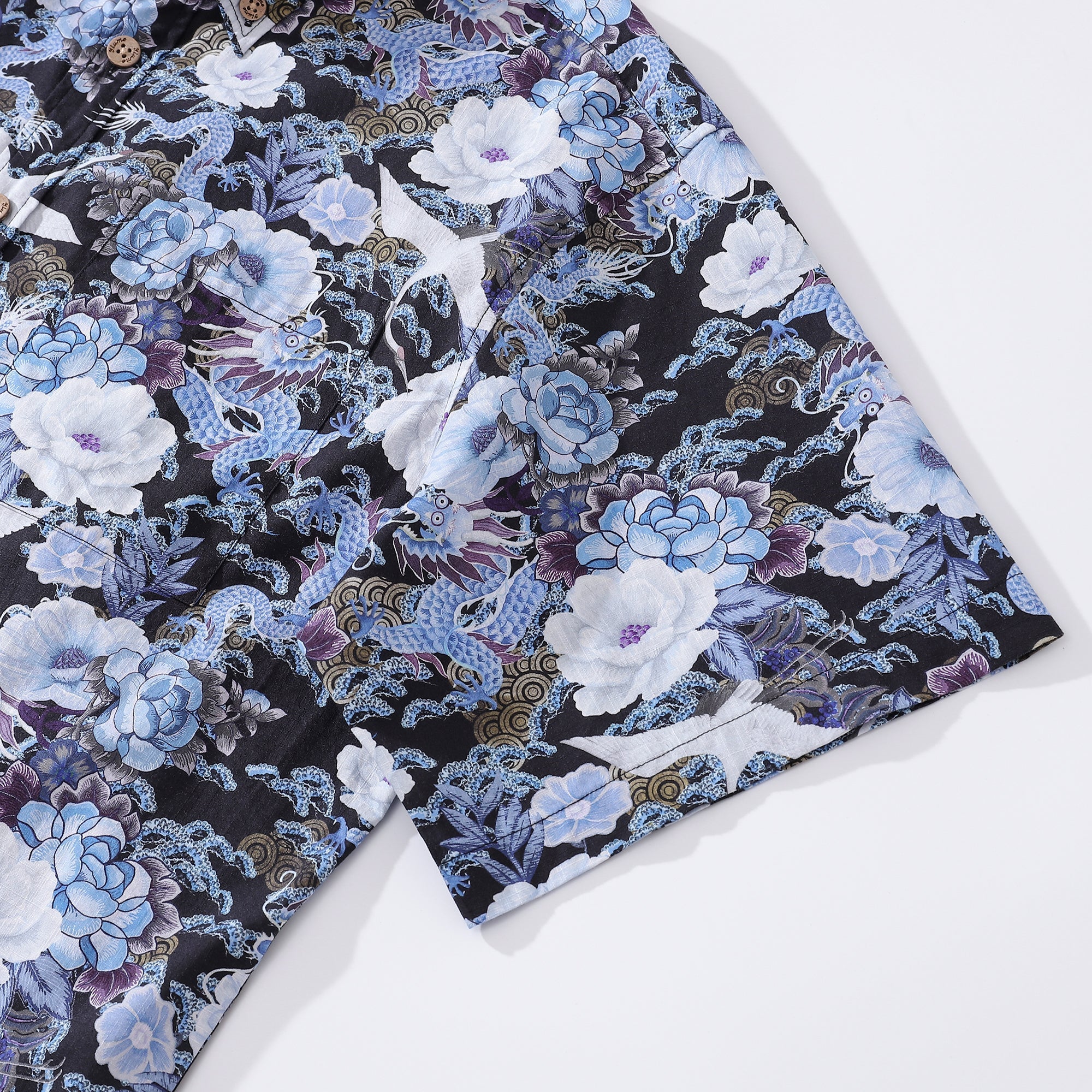 Mystic Serenity Floral Print Cotton Short Sleeve Hawaiian Shirt