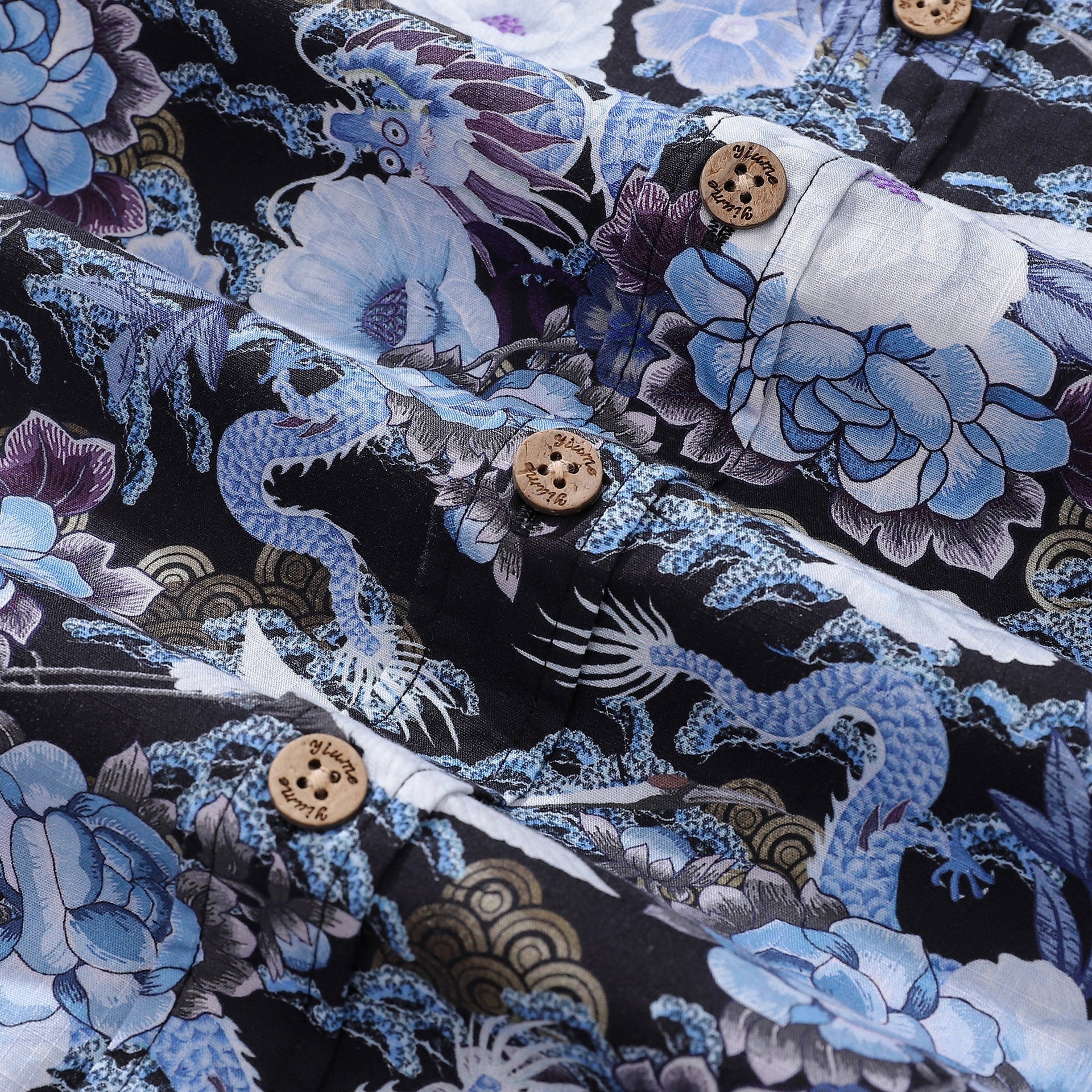 Mystic Serenity Floral Print Cotton Short Sleeve Hawaiian Shirt