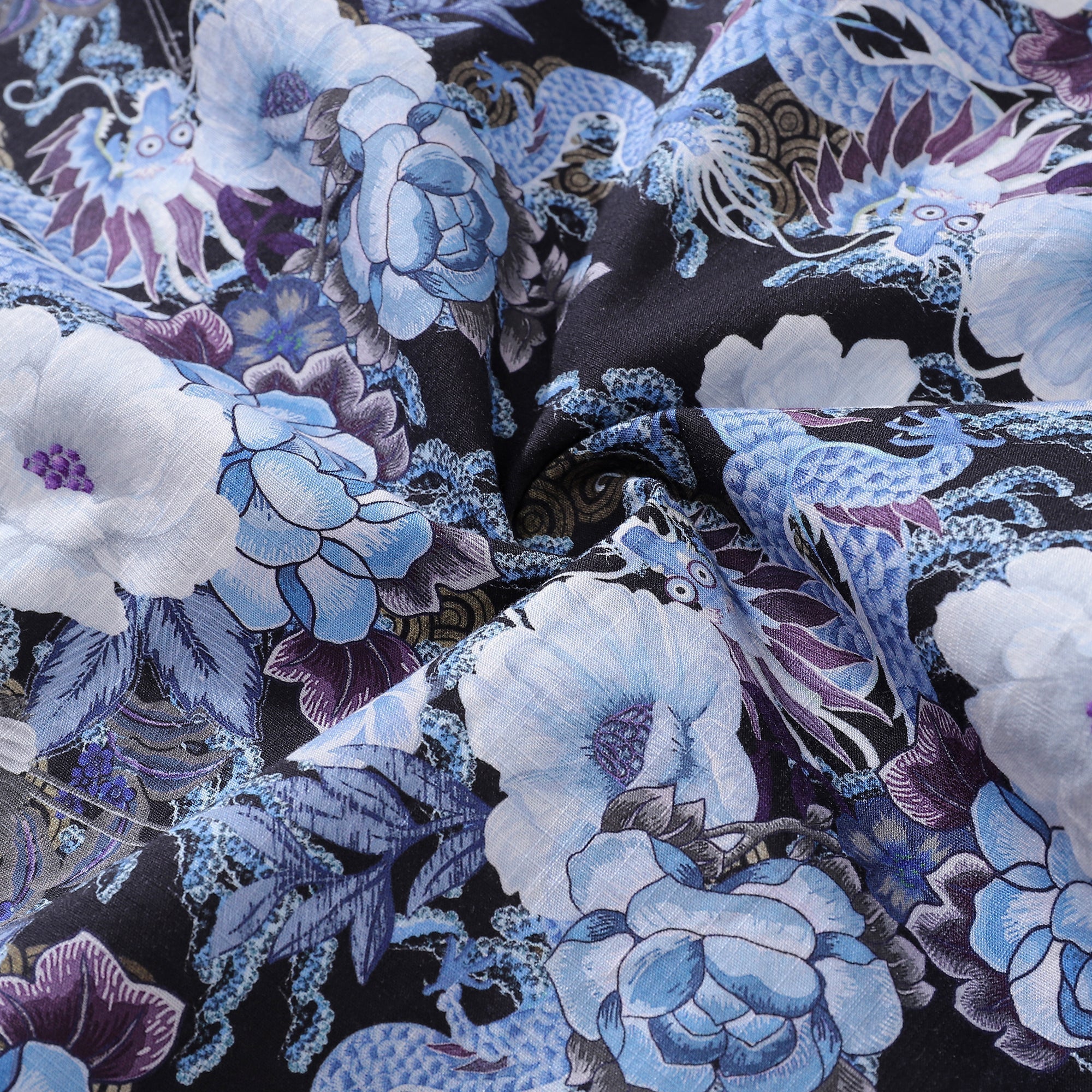 Mystic Serenity Floral Print Cotton Short Sleeve Hawaiian Shirt