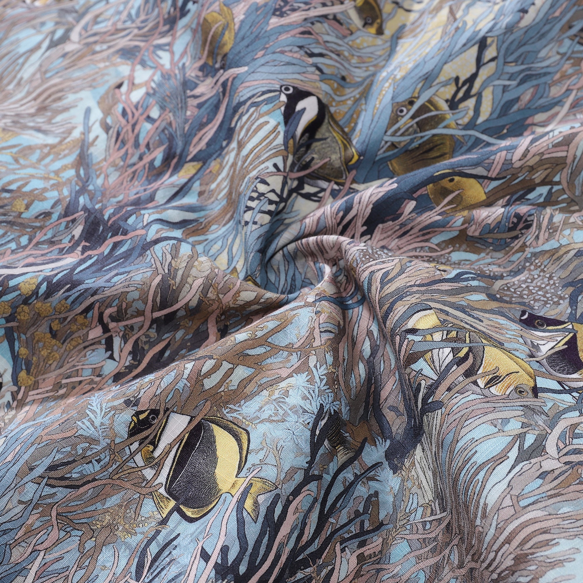 Tropical Fish Print Cotton Short Sleeve Hawaiian Button-Down Shirt