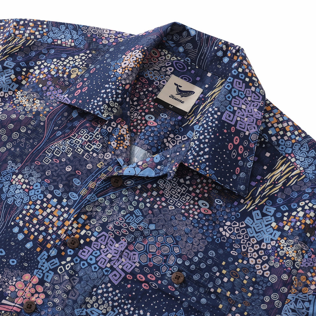 Luminous Wonders Geometric Print Unisex Cotton Camp Shirt