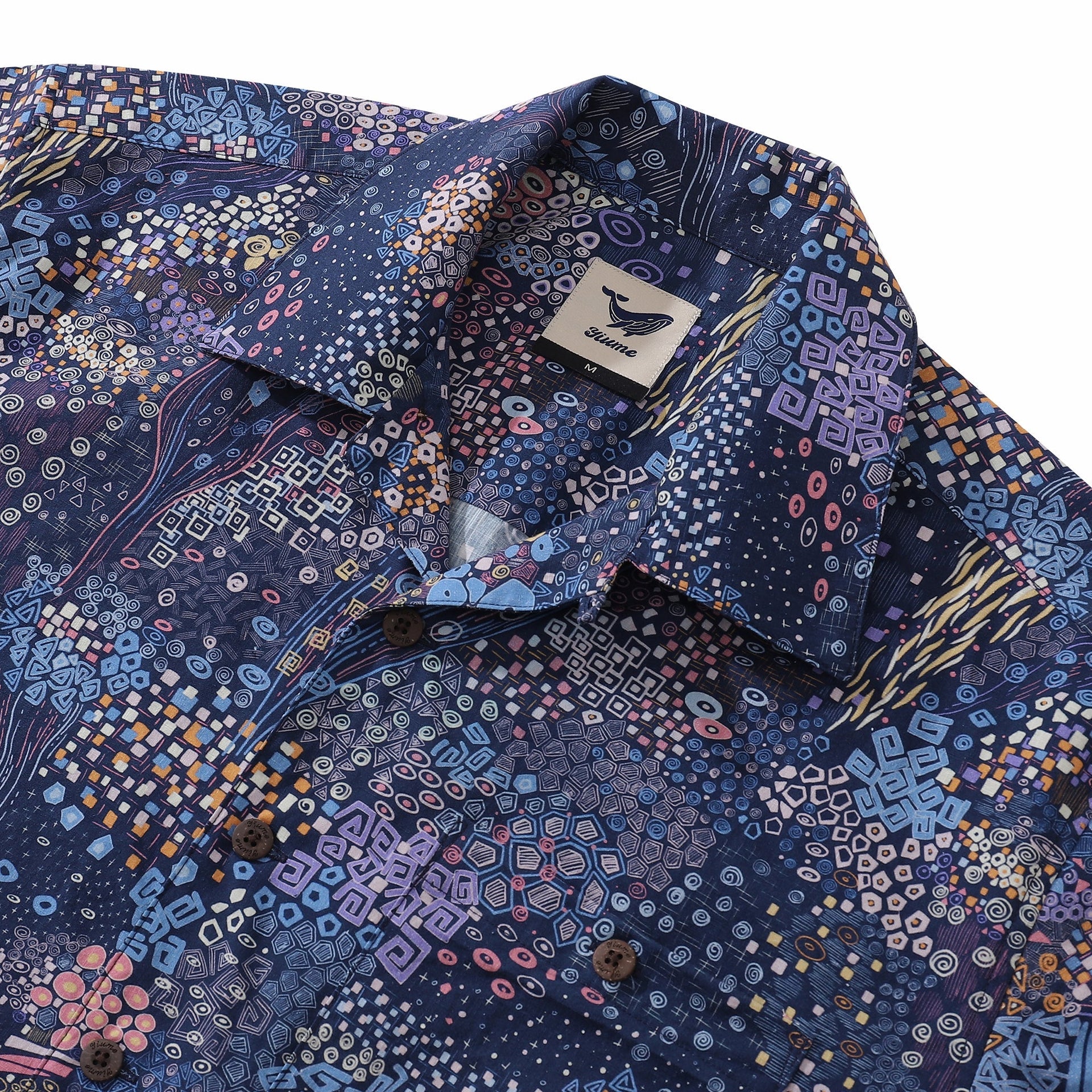 Luminous Wonders Geometric Print Unisex Cotton Camp Shirt