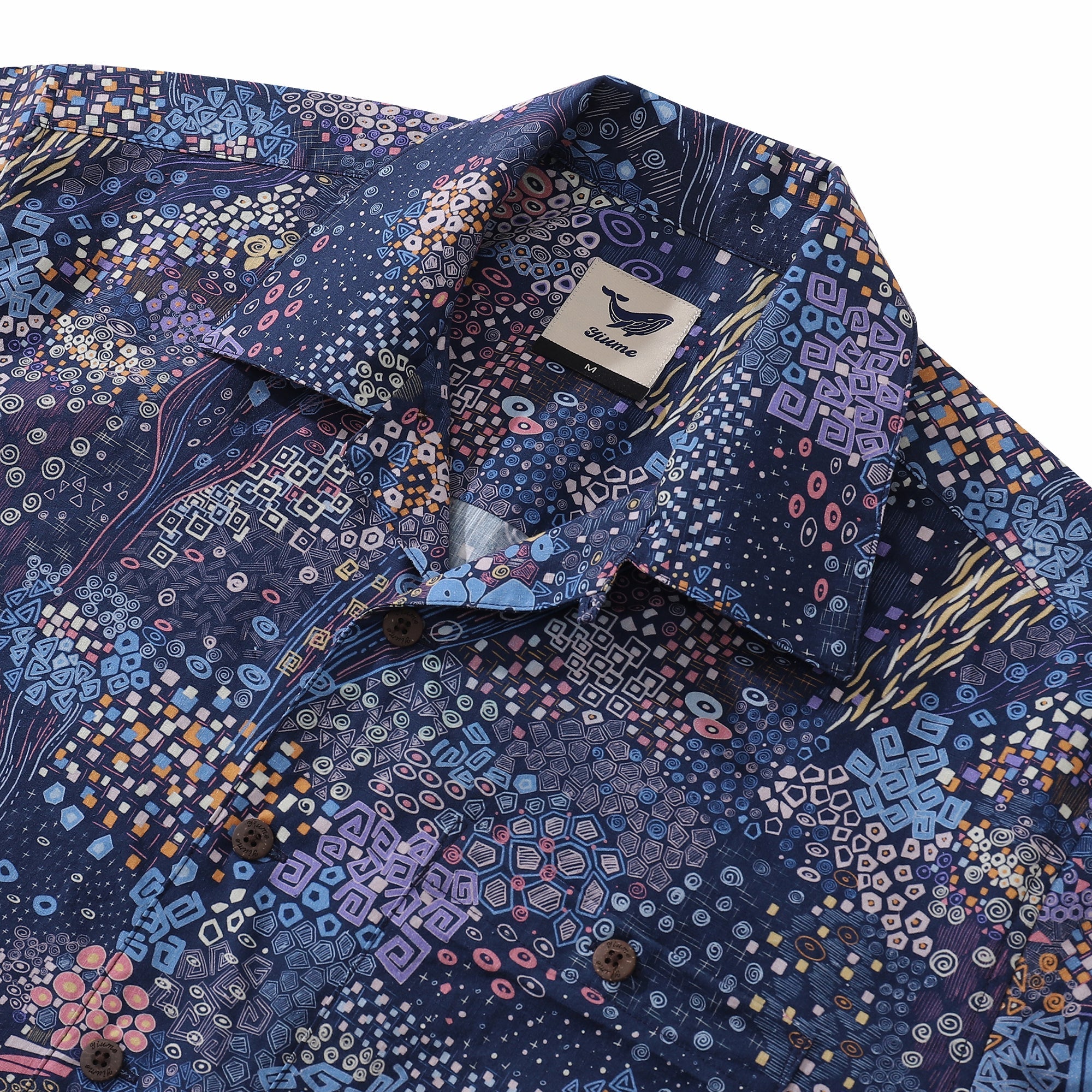 Luminous Wonders Geometric Print Unisex Cotton Camp Shirt