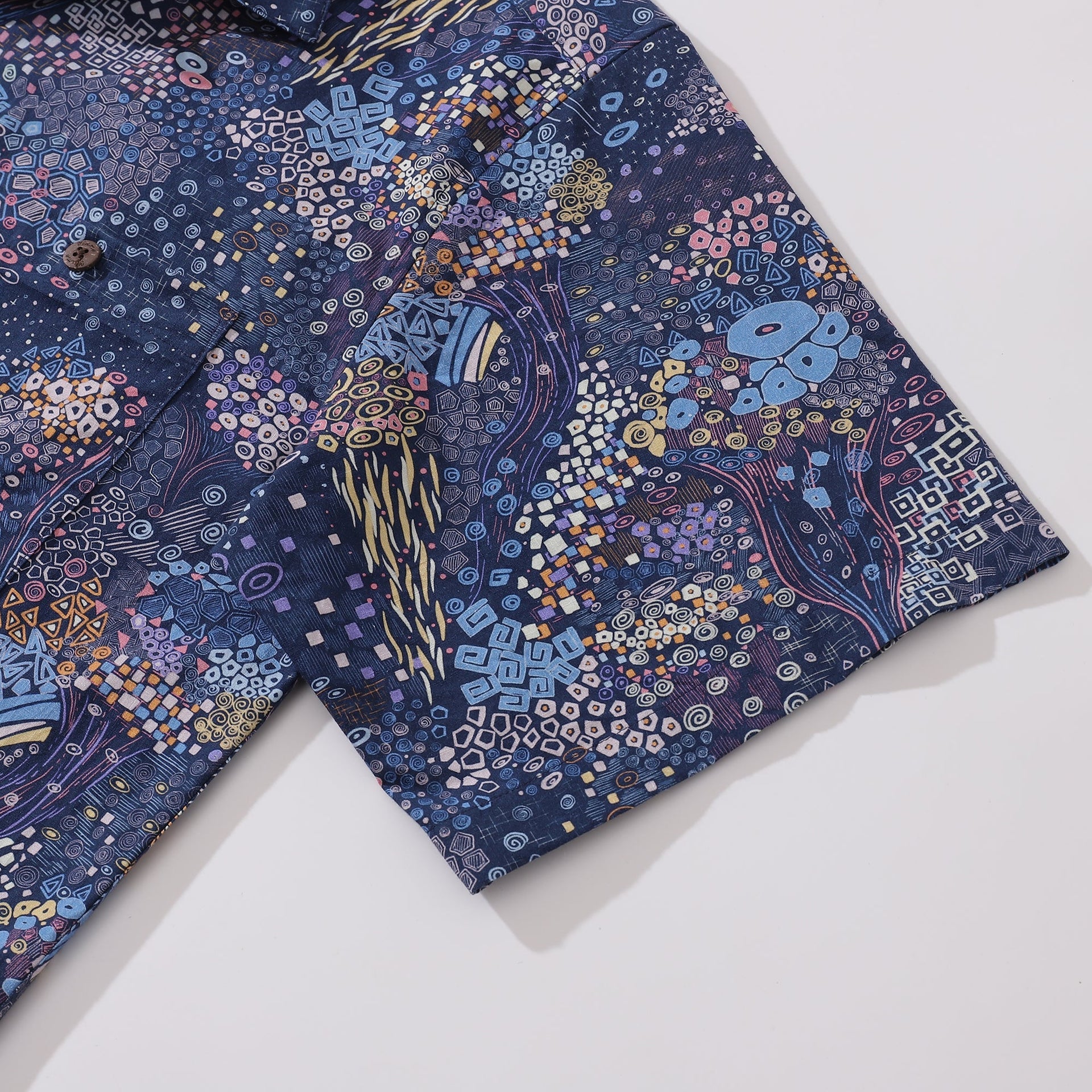 Luminous Wonders Geometric Print Unisex Cotton Camp Shirt