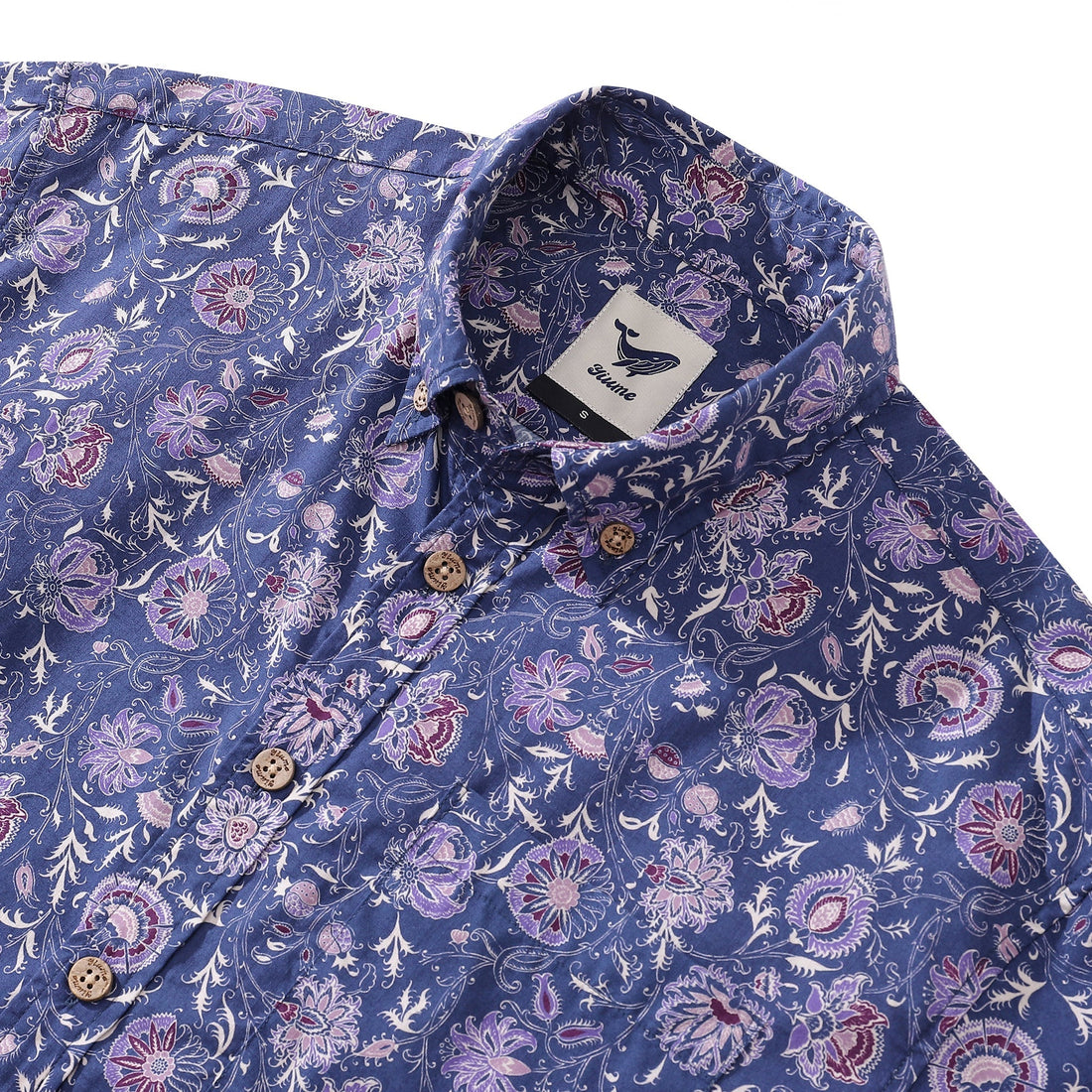 Men's Mystic Flowers Print Cotton Button-down Aloha Shirt