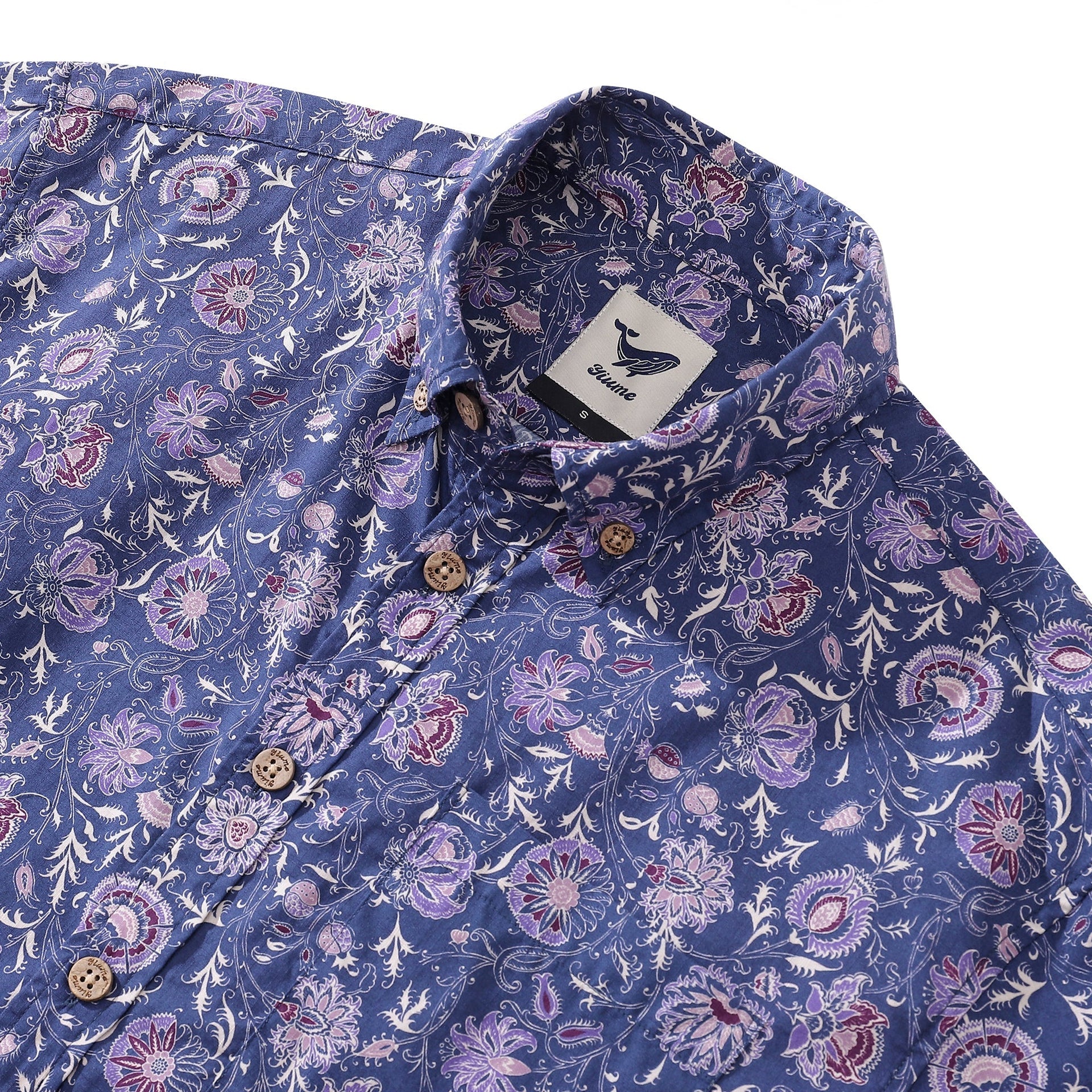 Men's Mystic Flowers Print Cotton Button-down Aloha Shirt