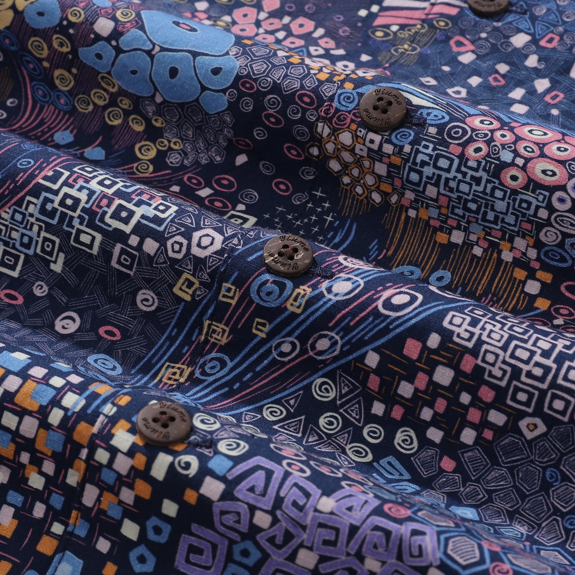 Luminous Wonders Geometric Print Unisex Cotton Camp Shirt