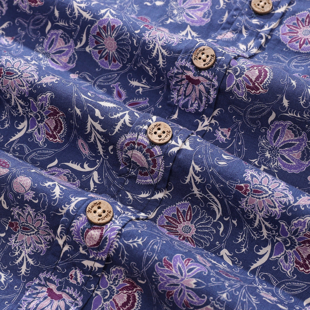 Men's Mystic Flowers Print Cotton Button-down Aloha Shirt