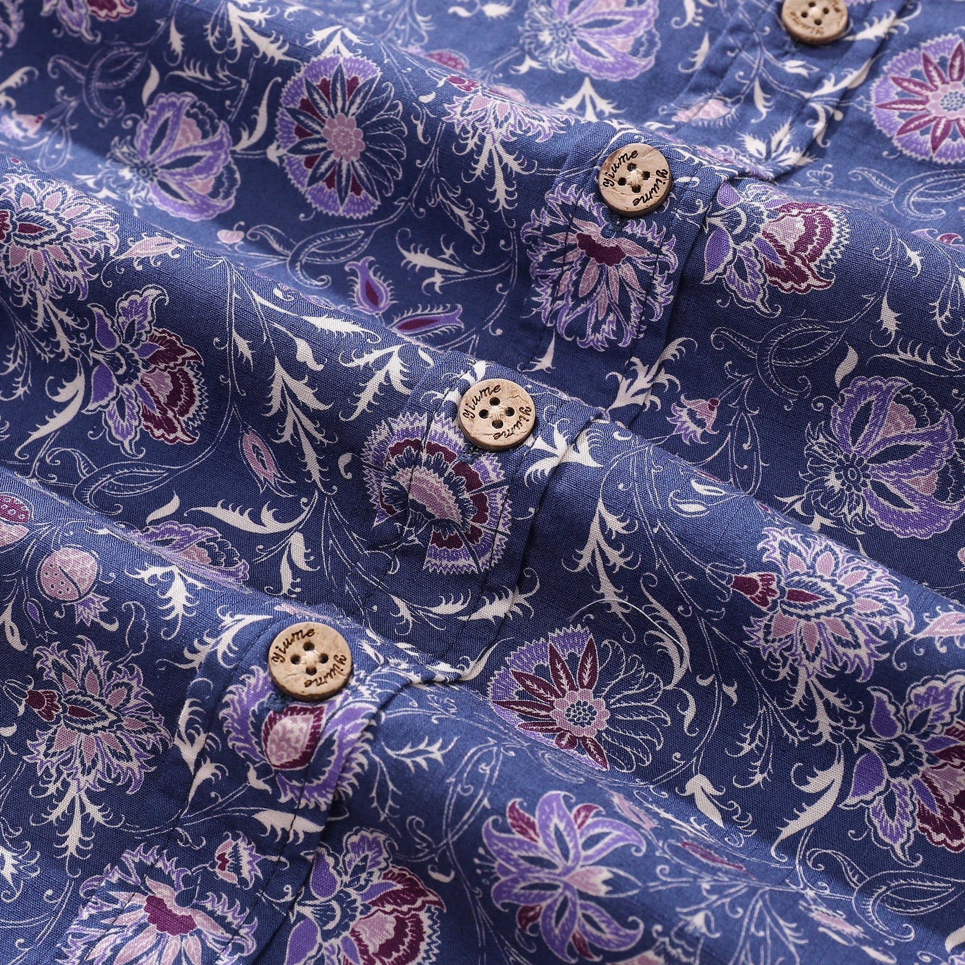 Men's Mystic Flowers Print Cotton Button-down Aloha Shirt