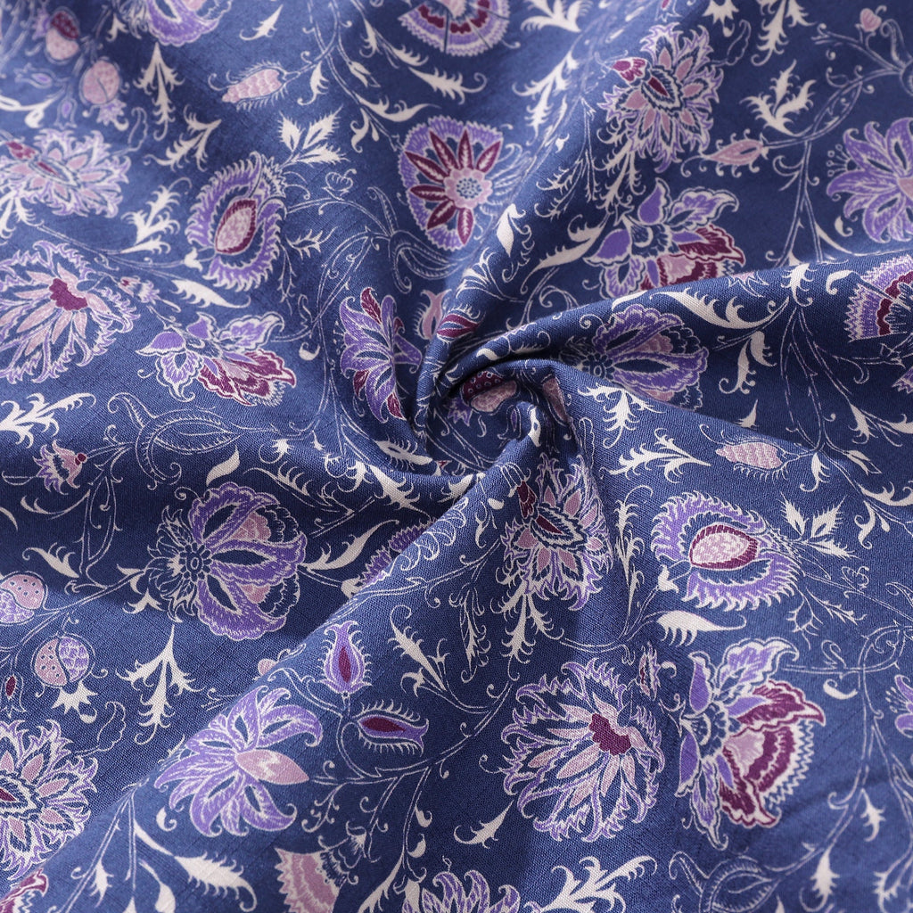 Men's Mystic Flowers Print Cotton Button-down Aloha Shirt