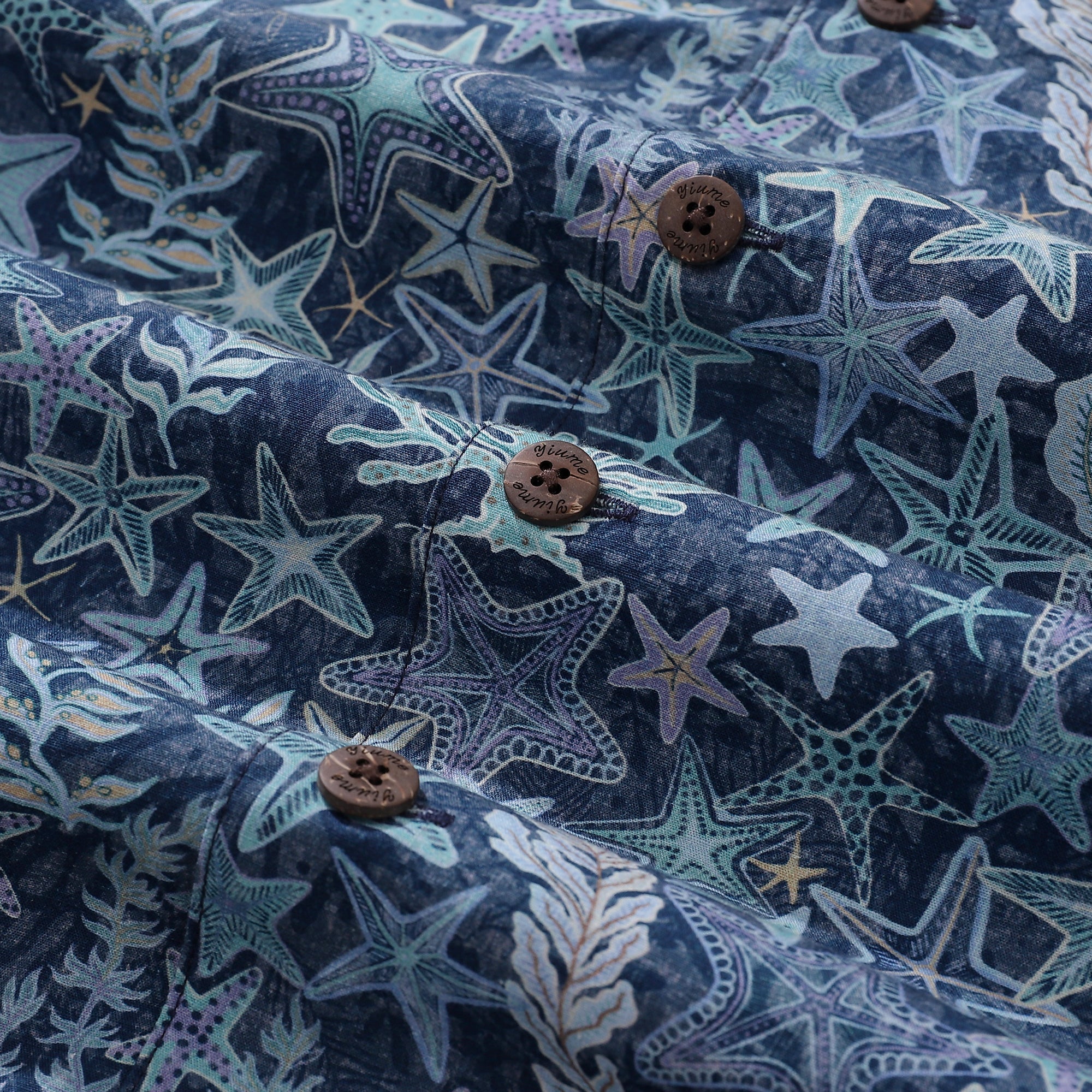 Men's Sea Stars and Coral Hawaiian Shirt - 100% Cotton Camp Collar