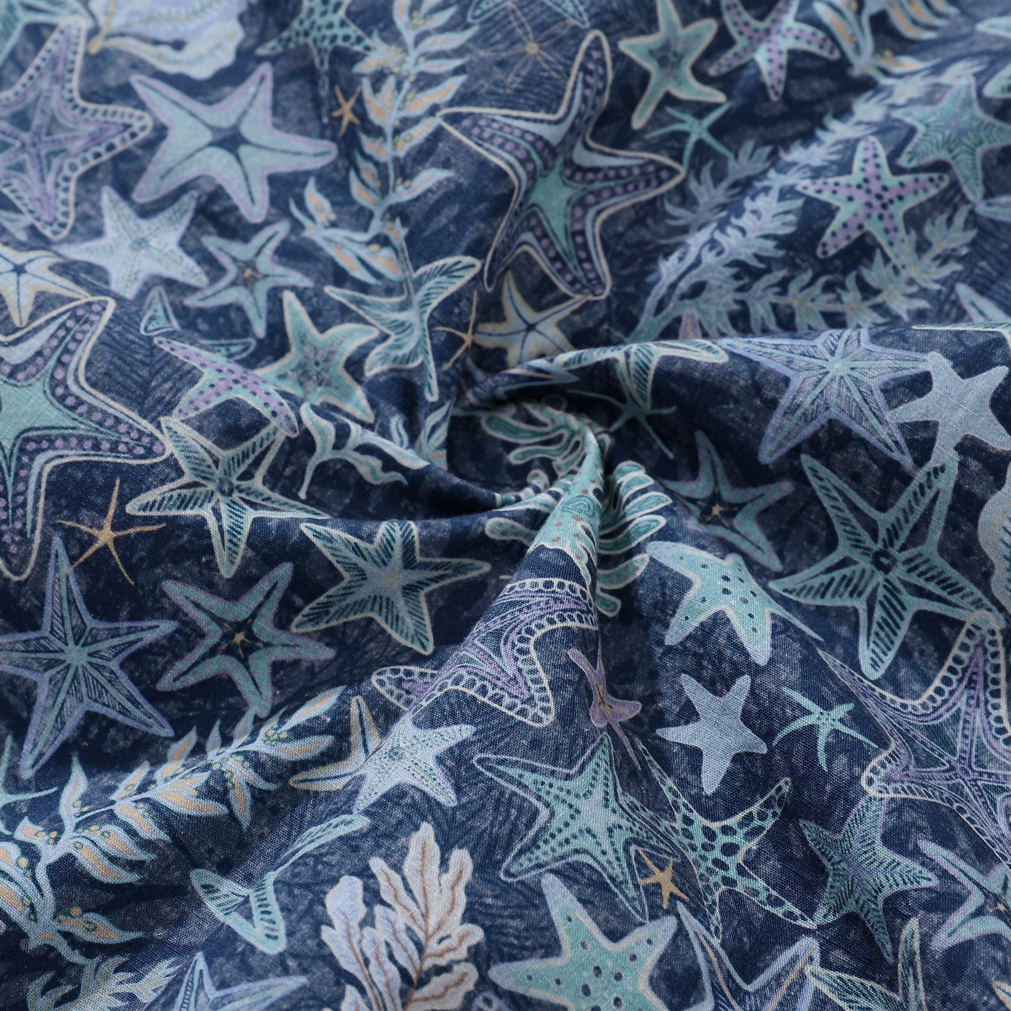 Men's Sea Stars and Coral Hawaiian Shirt - 100% Cotton Camp Collar