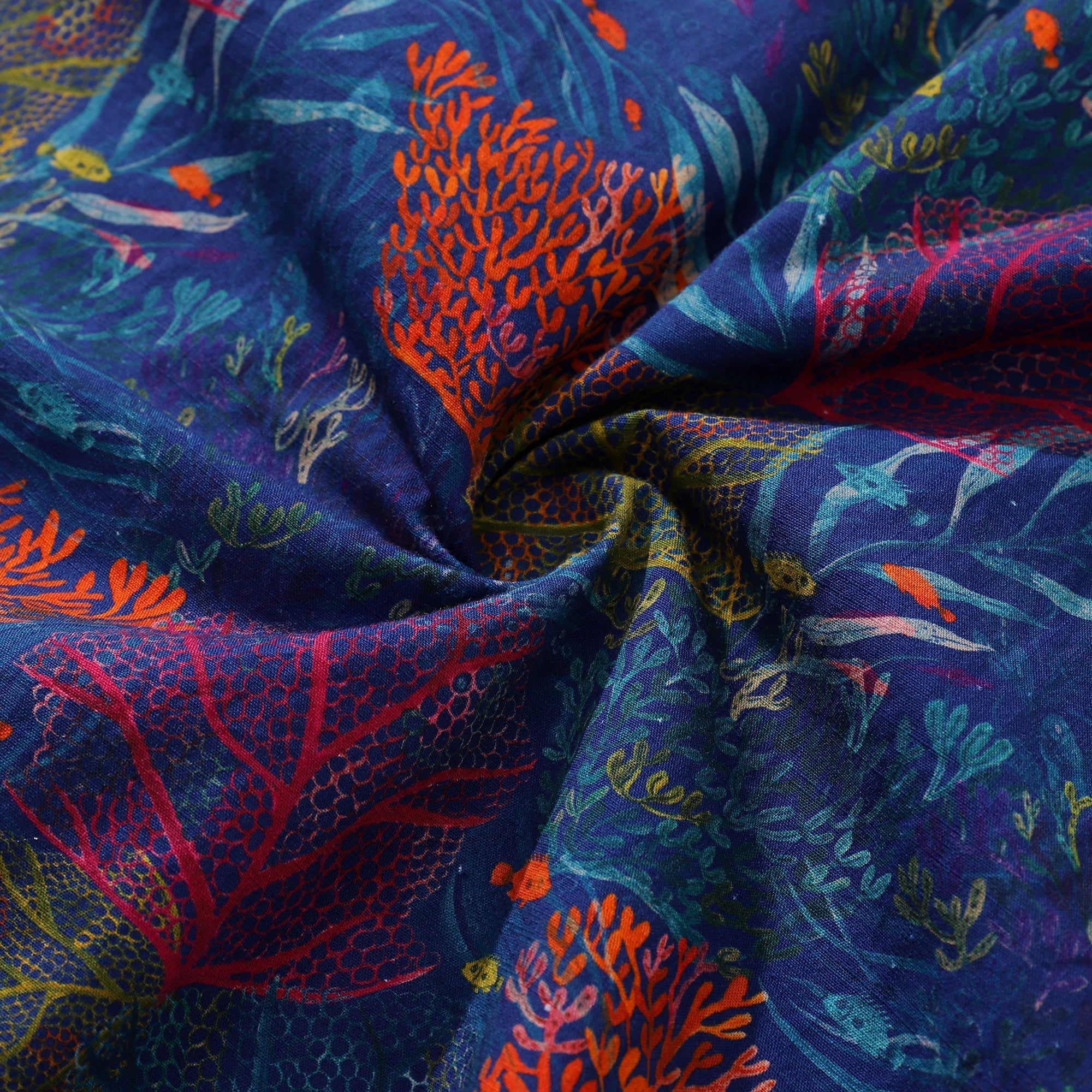 Unisex Tropical Aquarium Print Camp Collar 100% Cotton Shirt