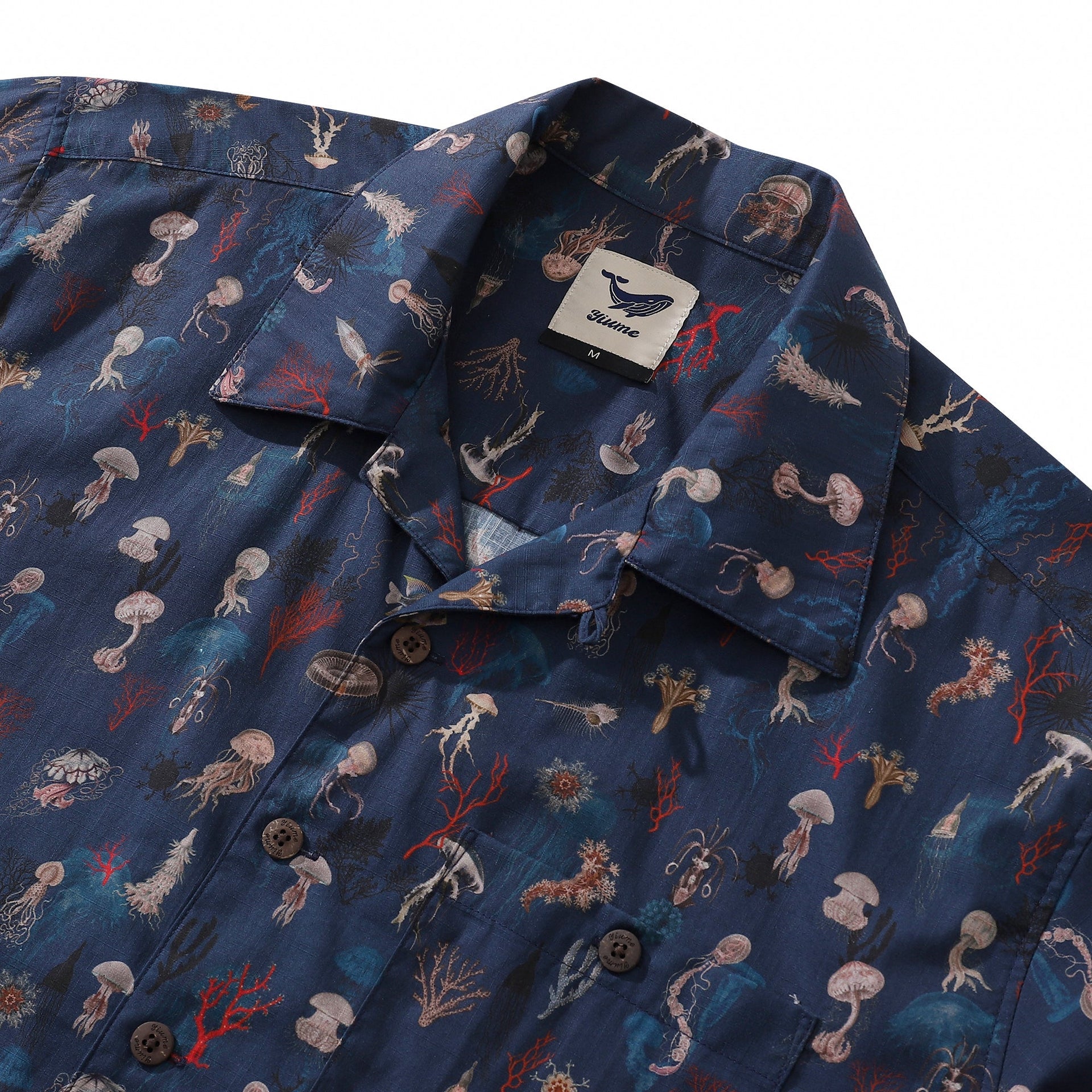 Men's Oceans and Coral Hawaiian Shirt - 100% Cotton Camp Collar