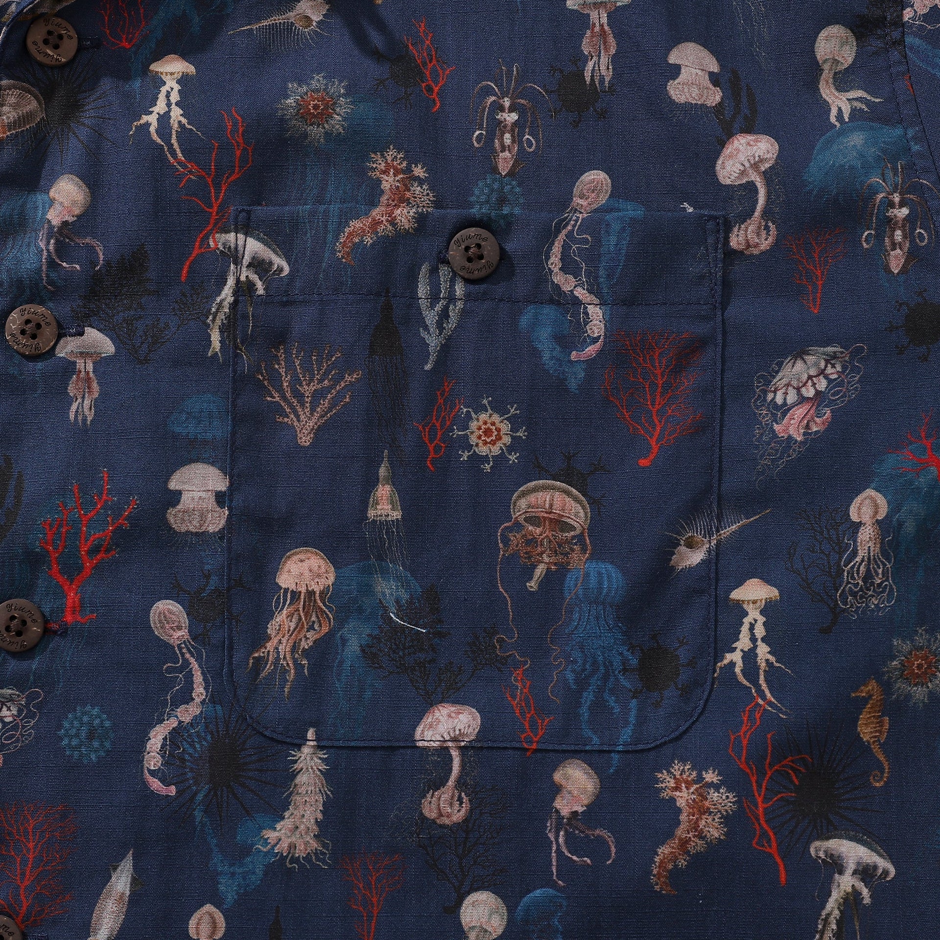 Men's Oceans and Coral Hawaiian Shirt - 100% Cotton Camp Collar