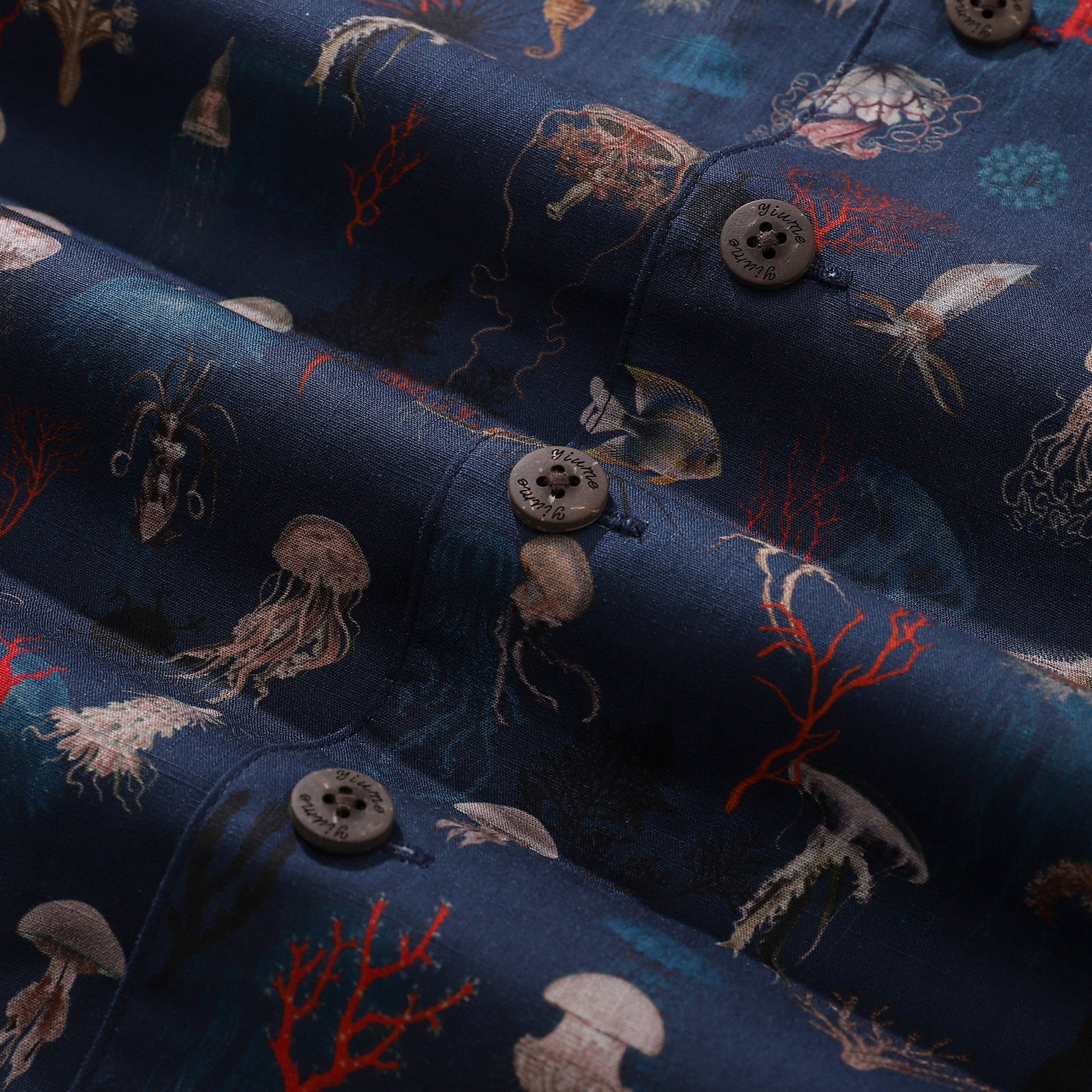 Men's Oceans and Coral Hawaiian Shirt - 100% Cotton Camp Collar