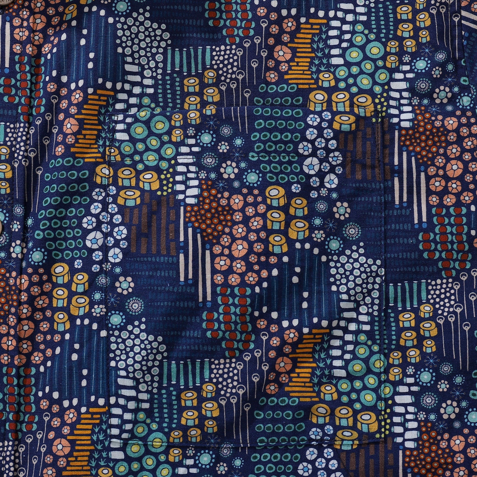 Men's Abstract Bead Pattern Hawaiian Button-Down Tropical Shirt