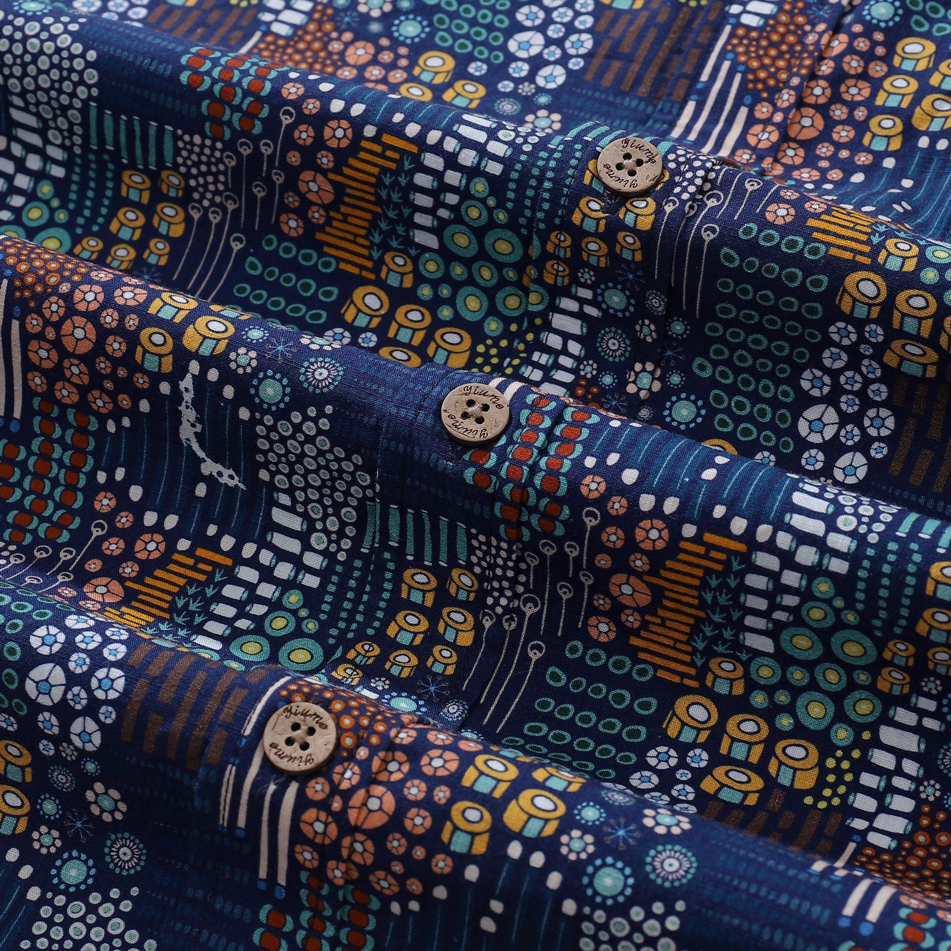 Men's Abstract Bead Pattern Hawaiian Button-Down Tropical Shirt