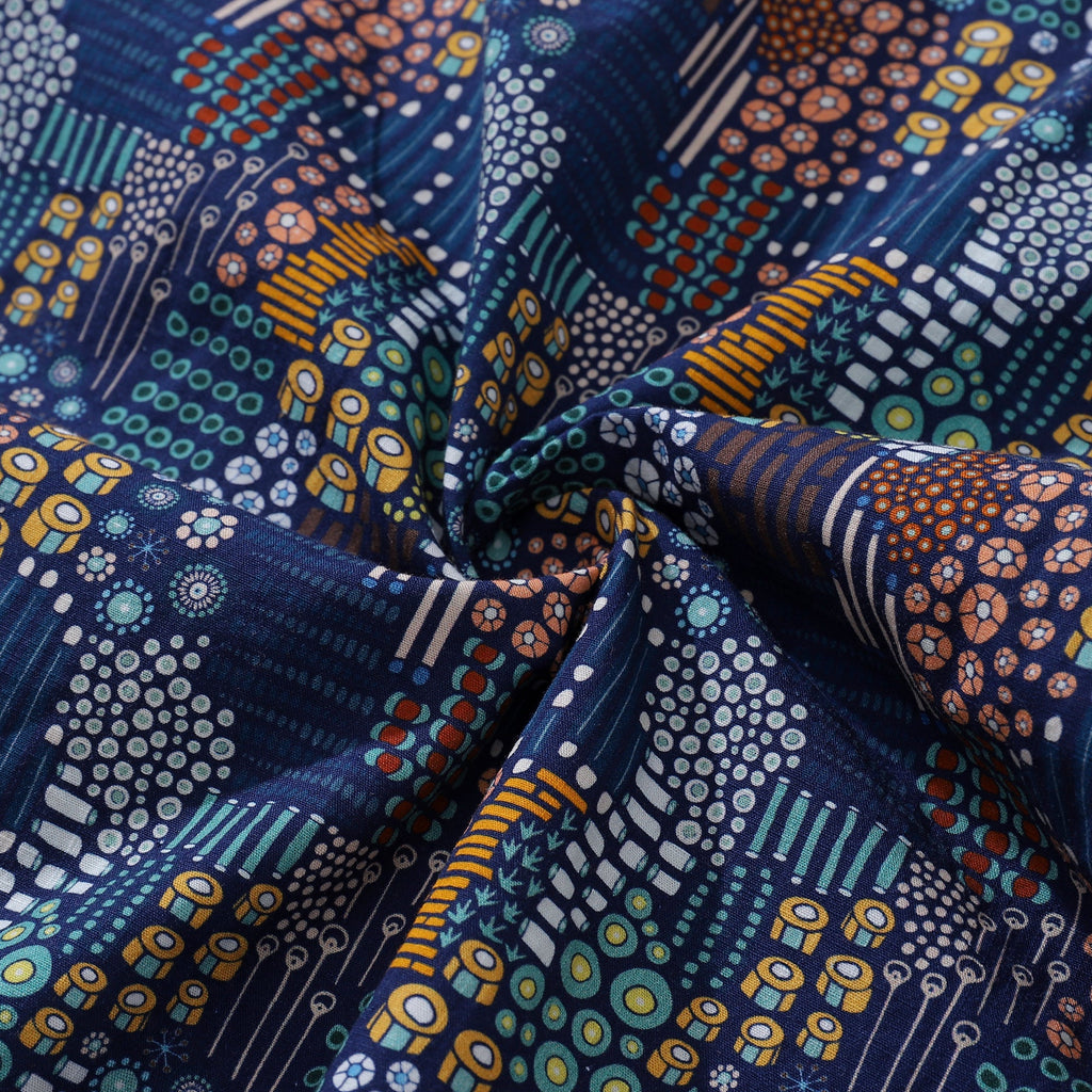 Men's Abstract Bead Pattern Hawaiian Button-Down Tropical Shirt