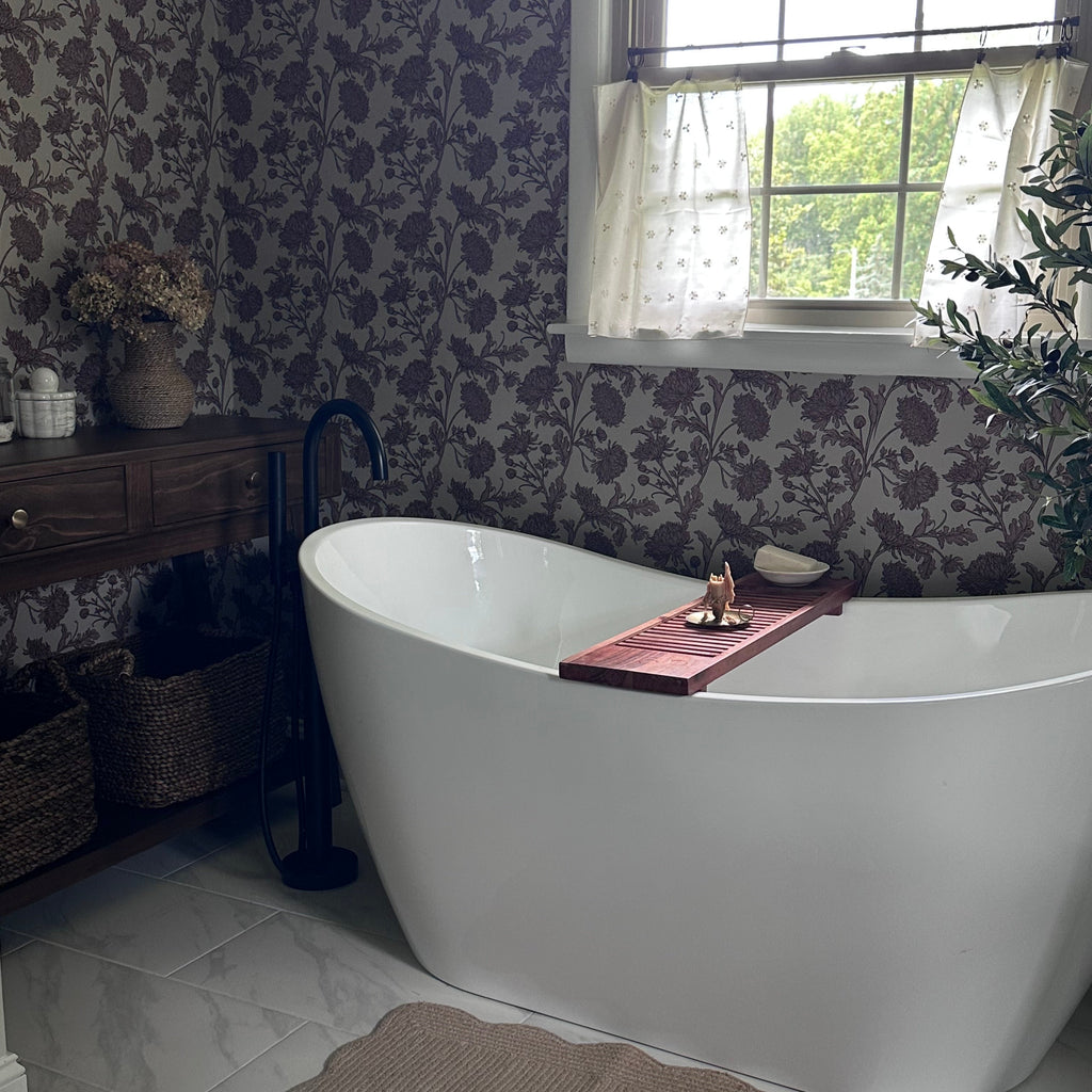 Archie wallpaper pattern by Taddy Mikelaites on a neutral interior wall