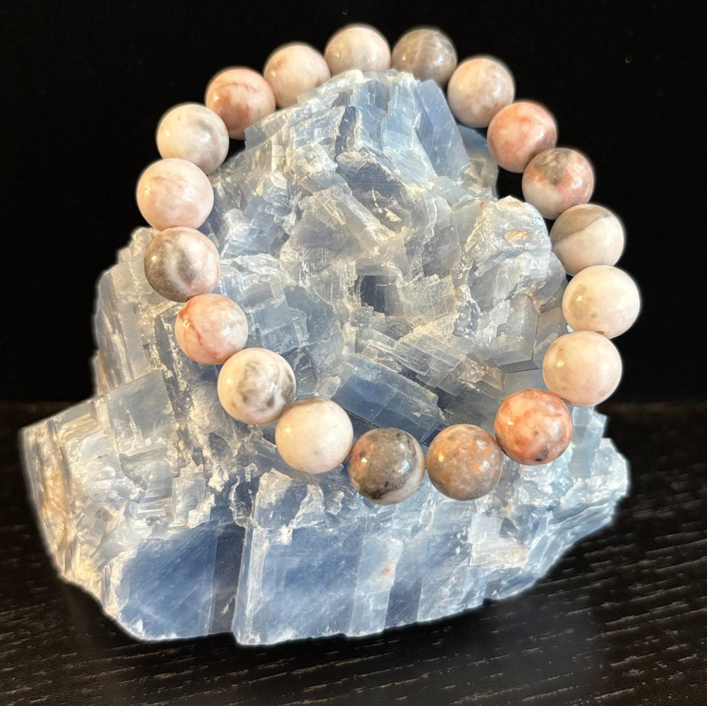 Pink Zebra Jasper Beaded Beach Vibes Bracelet – Natural Stone for Calm, Confidence, and Happiness