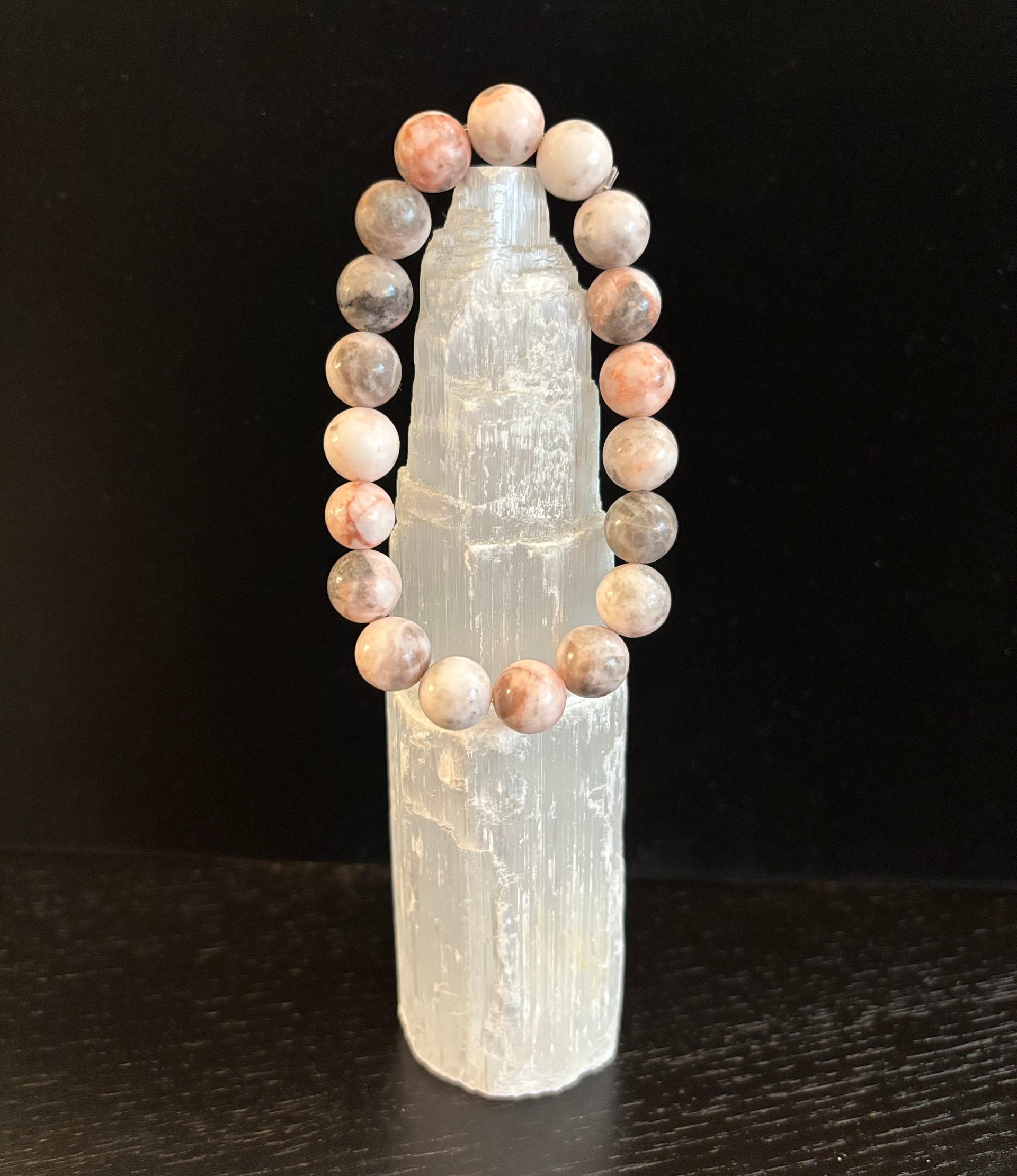 Pink Zebra Jasper Beaded Beach Vibes Bracelet – Natural Stone for Calm, Confidence, and Happiness