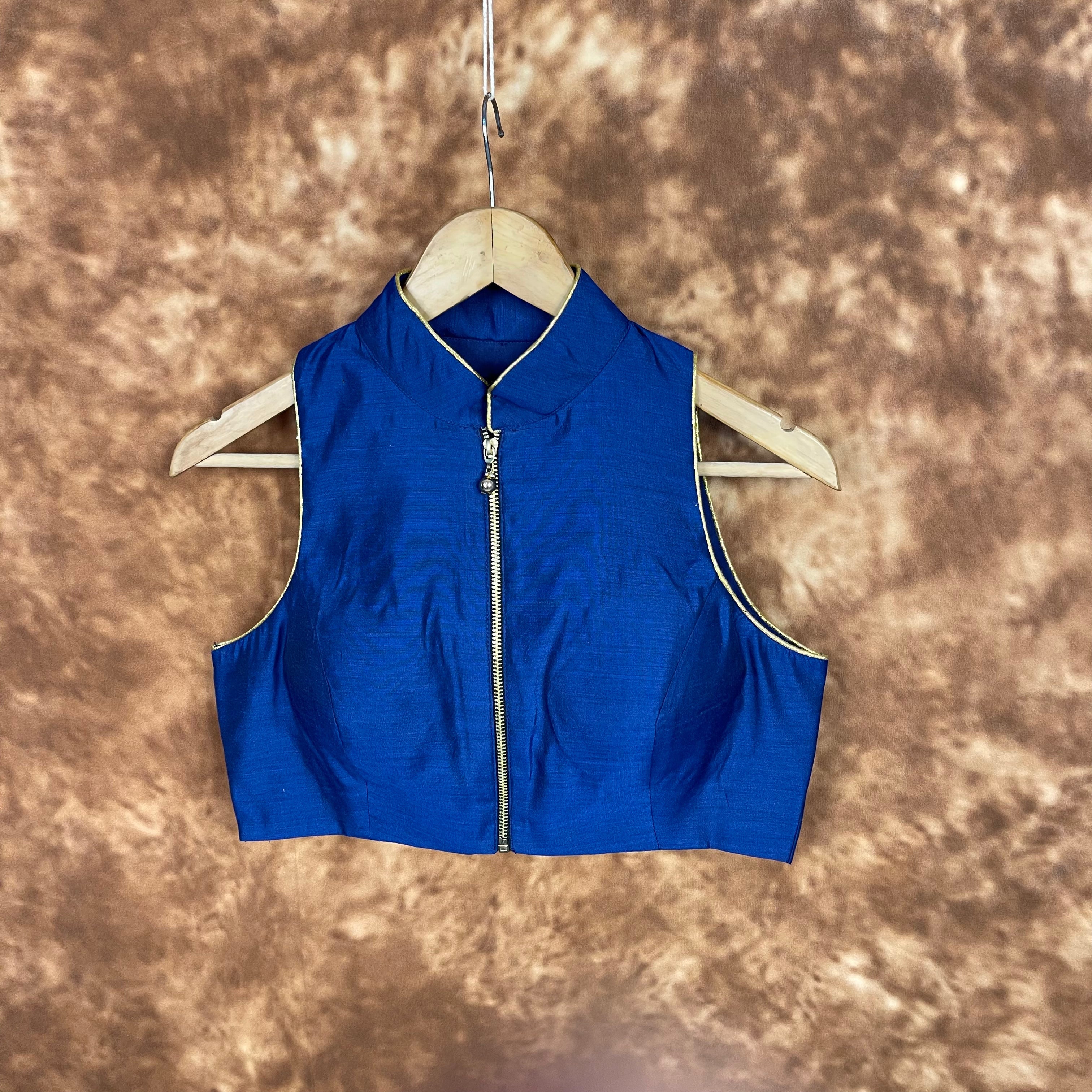 Royal Blue Silk ready-to-wear blouse for traditional and party sarees