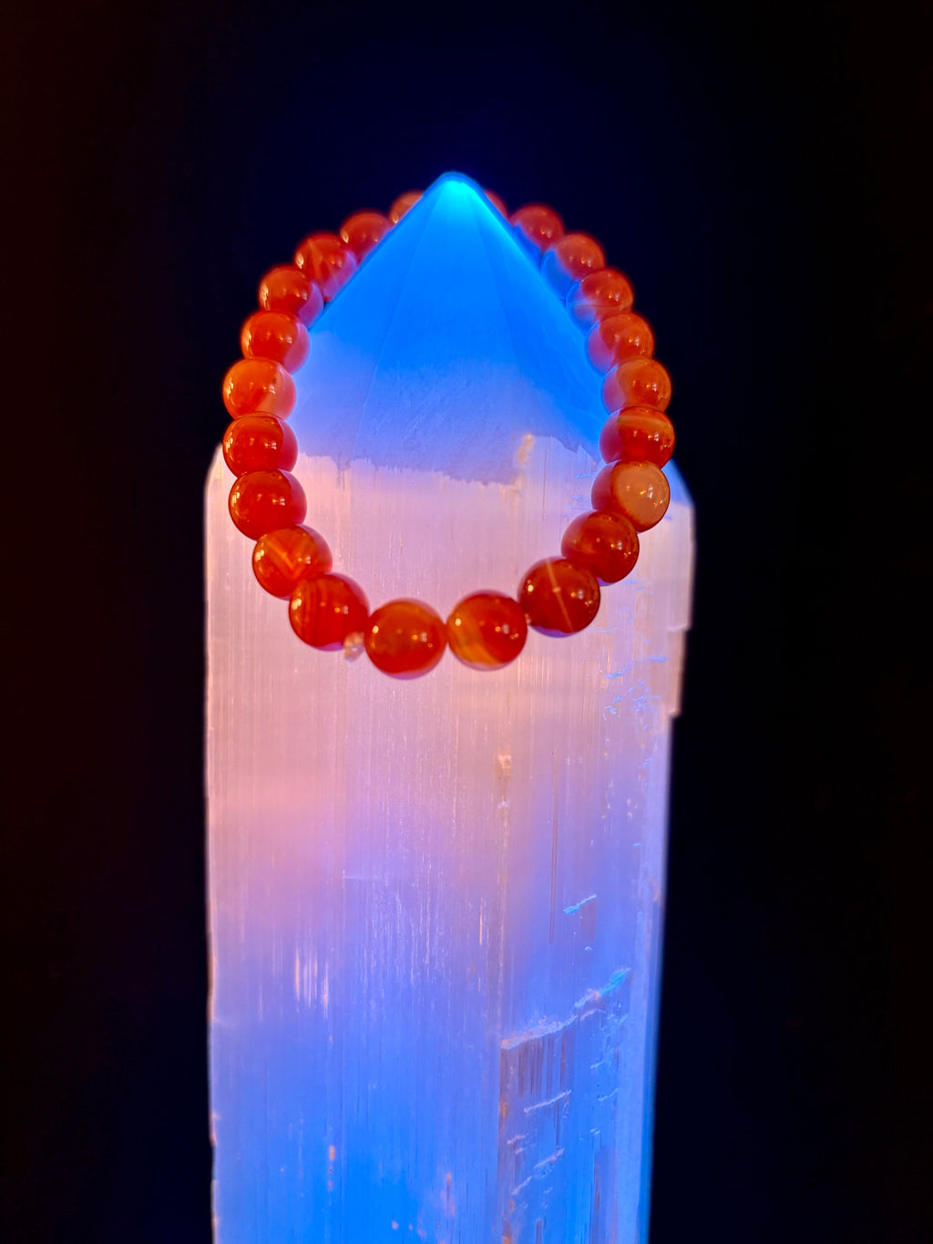 Red Striped Agate (Sardonyx) Reiki-Infused Strength & Confidence Bracelet (Medium Wrist)