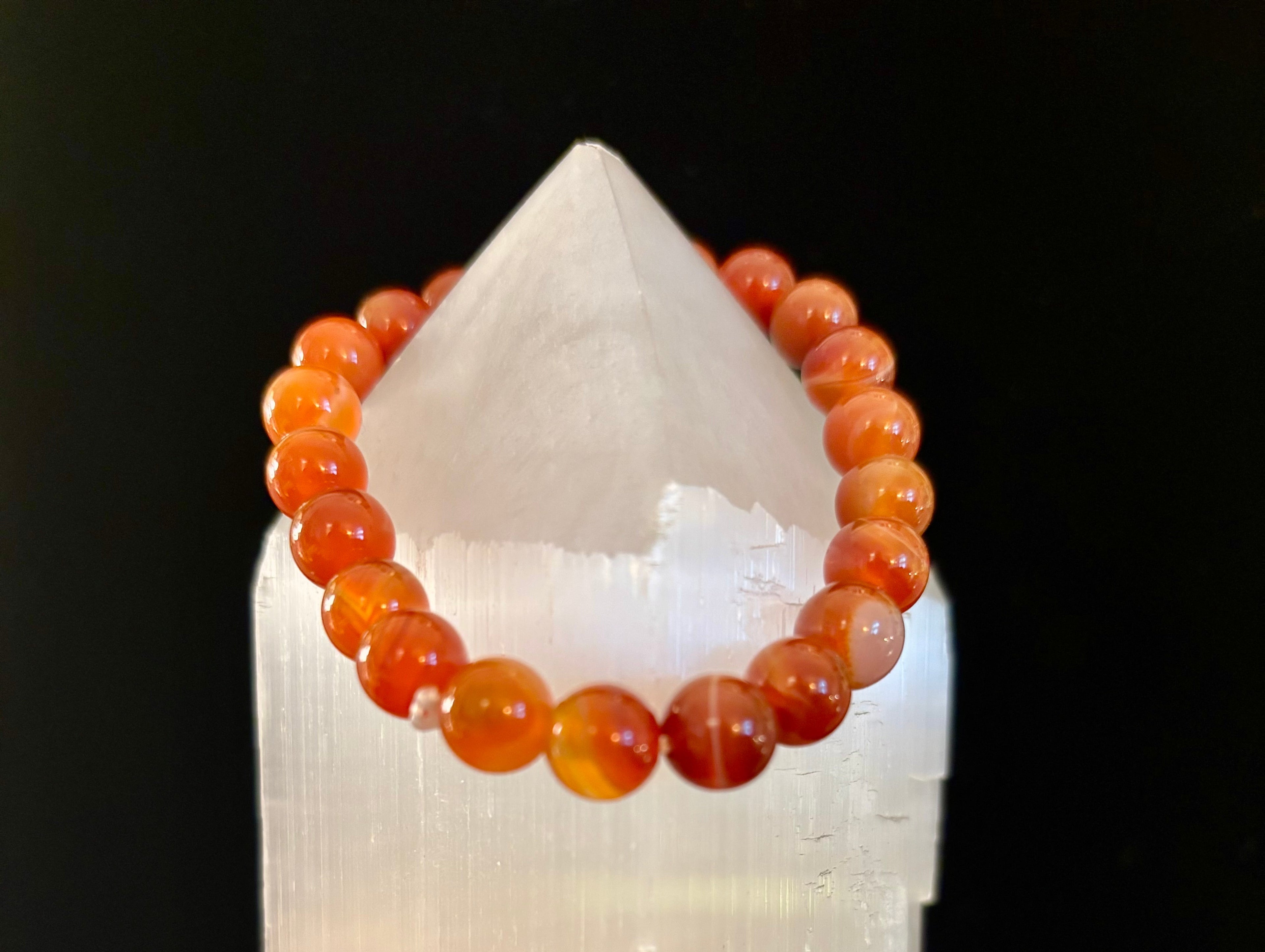 Red Striped Agate (Sardonyx) Reiki-Infused Strength & Confidence Bracelet (Medium Wrist)
