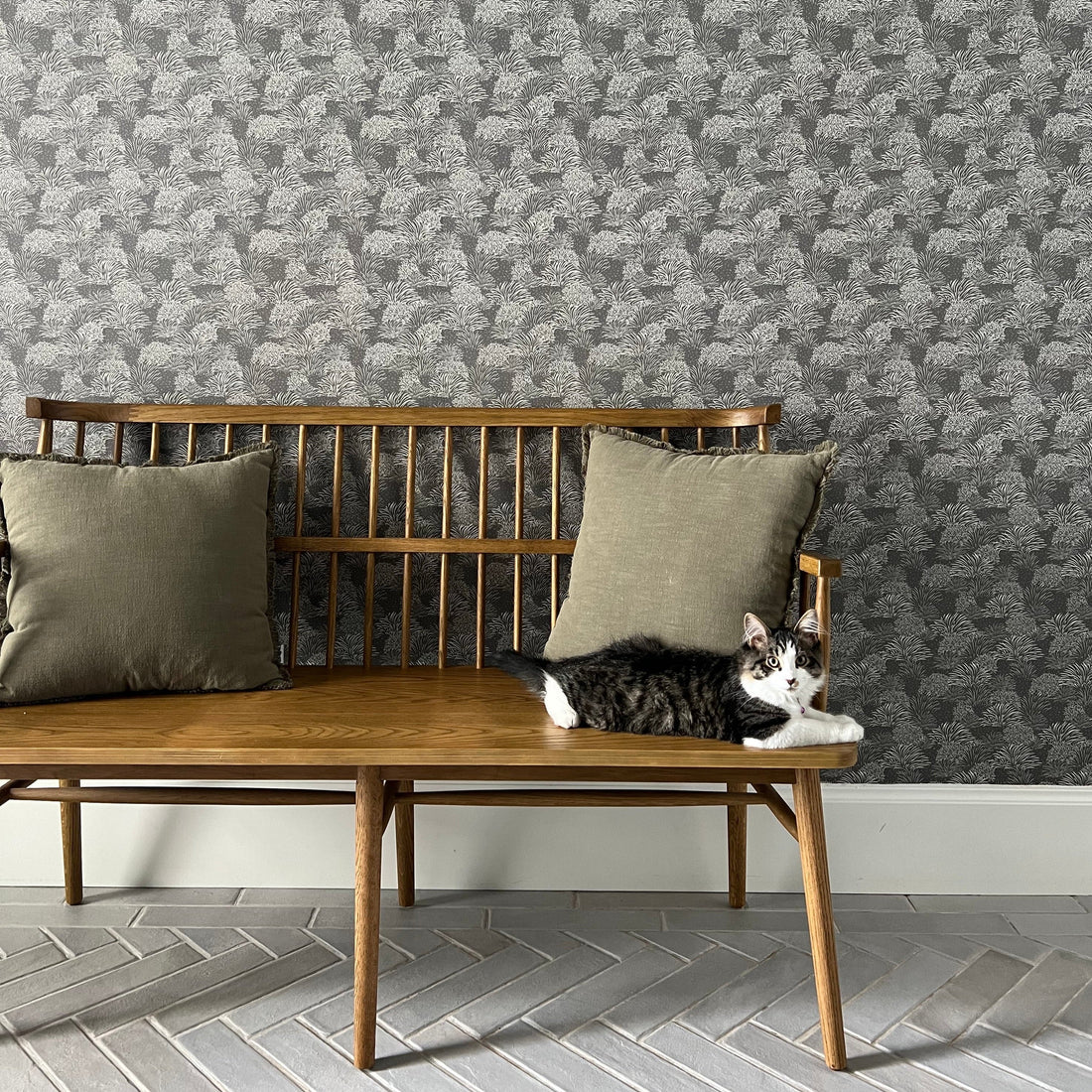 Morrigan minimalist wallpaper in charcoal, white, and light blue by Grateful Artsy Soul.