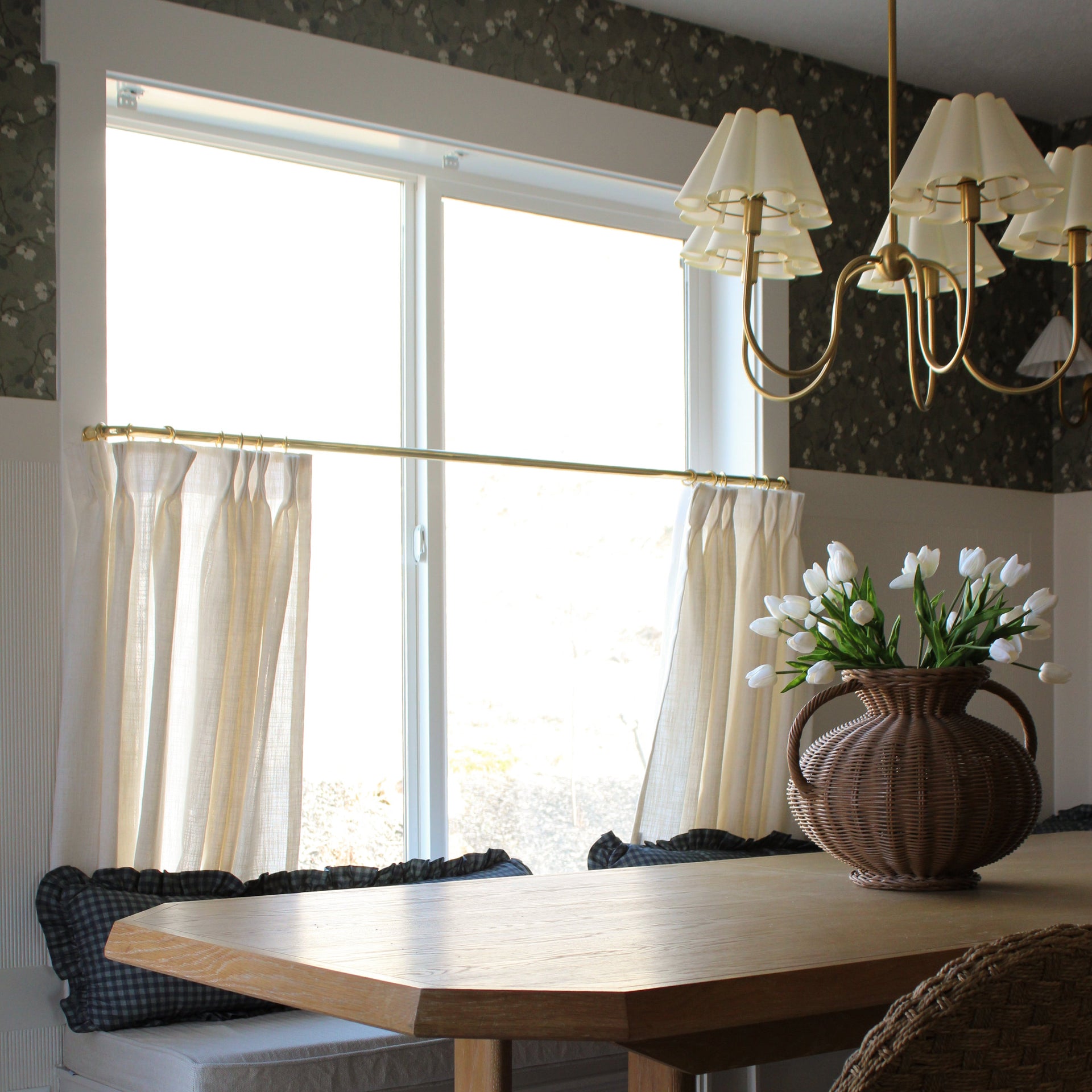 Rhodes Floral Wallpaper, Sage-Green and Brown Traditional Cottagecore