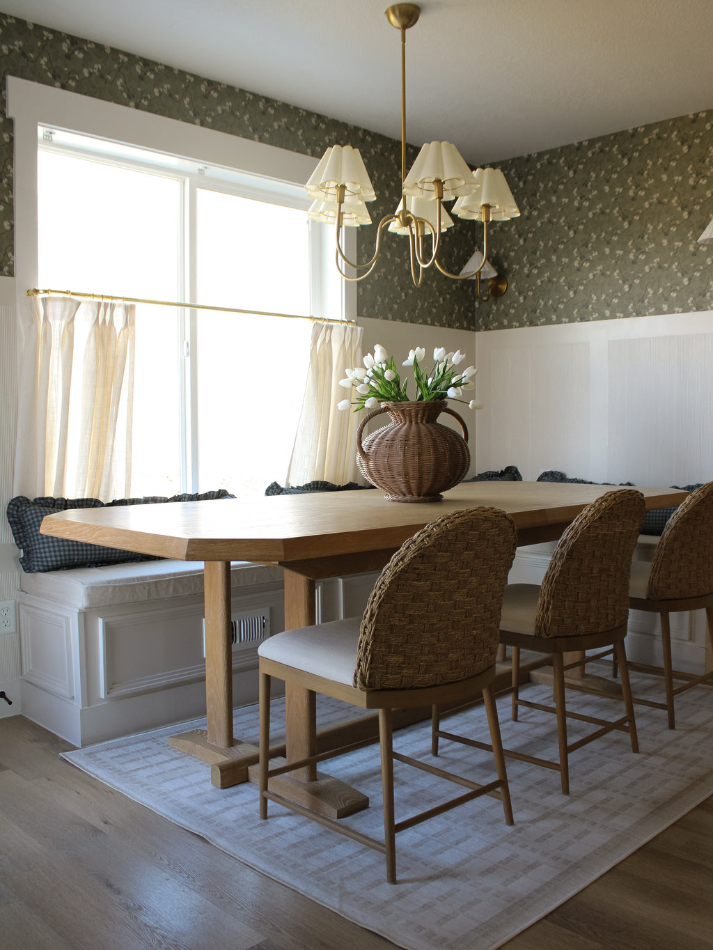 Rhodes Floral Wallpaper, Sage-Green and Brown Traditional Cottagecore