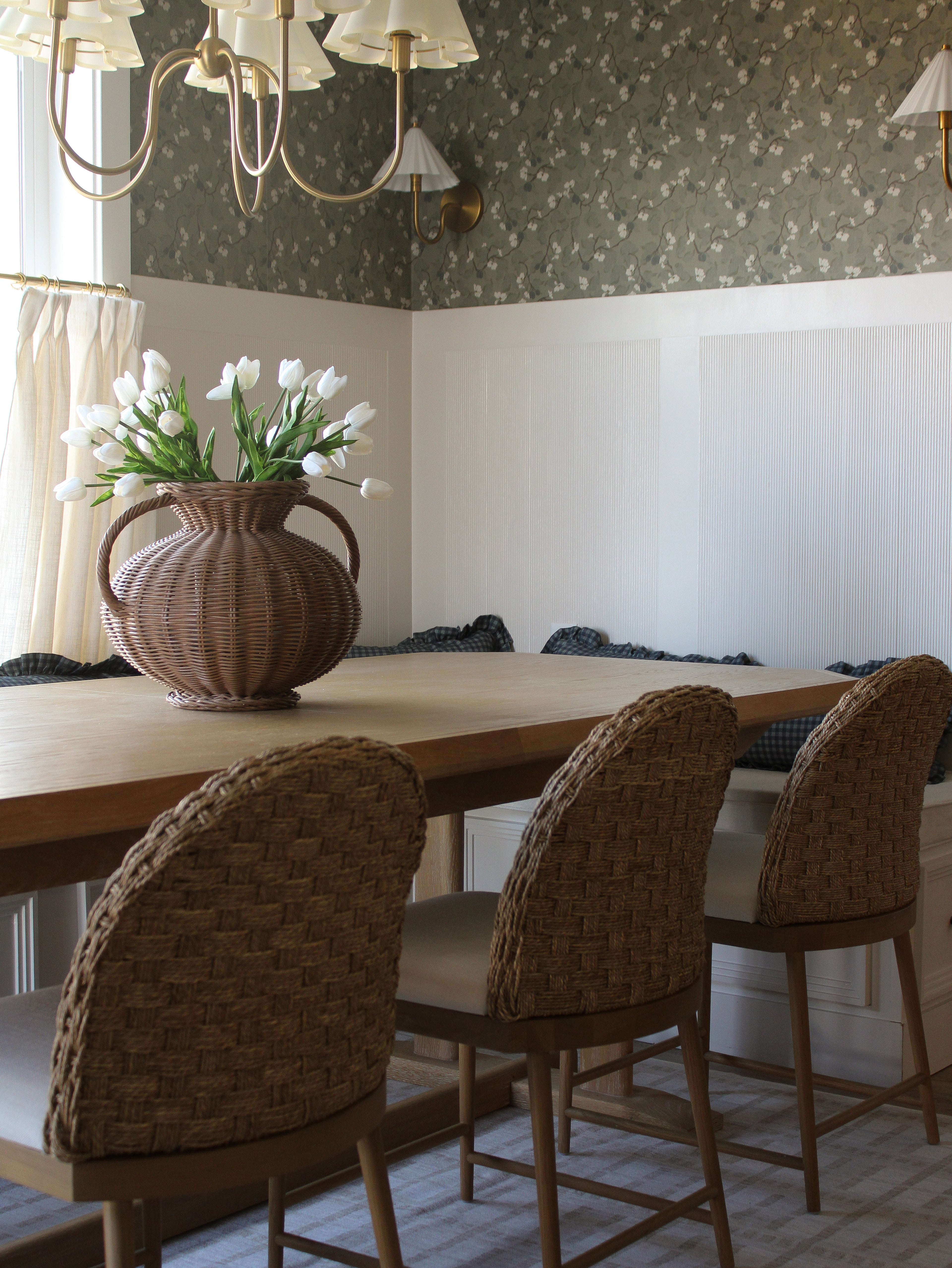 Rhodes Floral Wallpaper, Sage-Green and Brown Traditional Cottagecore