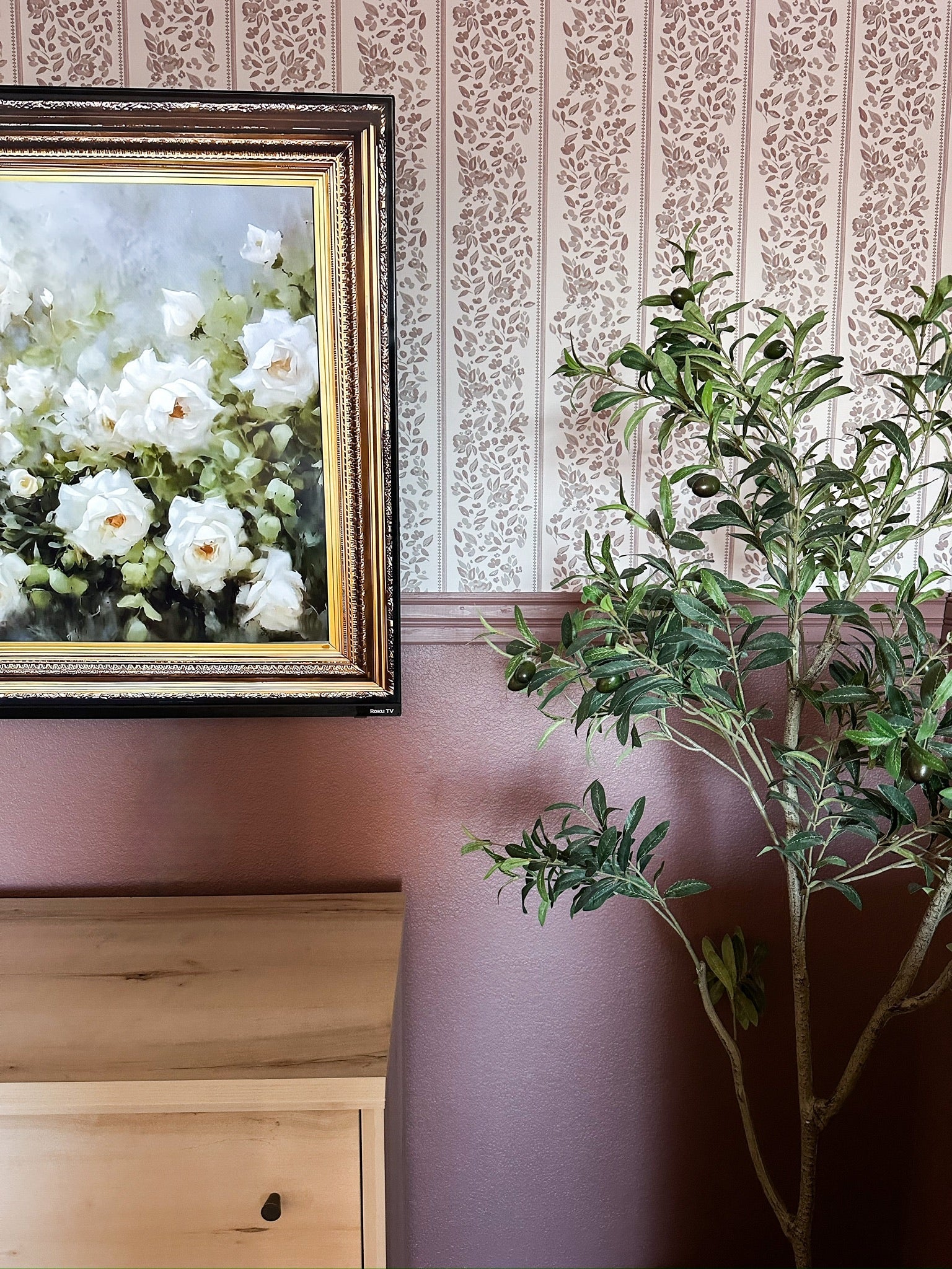 Bridget Floral Removable Wallpaper in Dusty-Rose & Pale-Blue